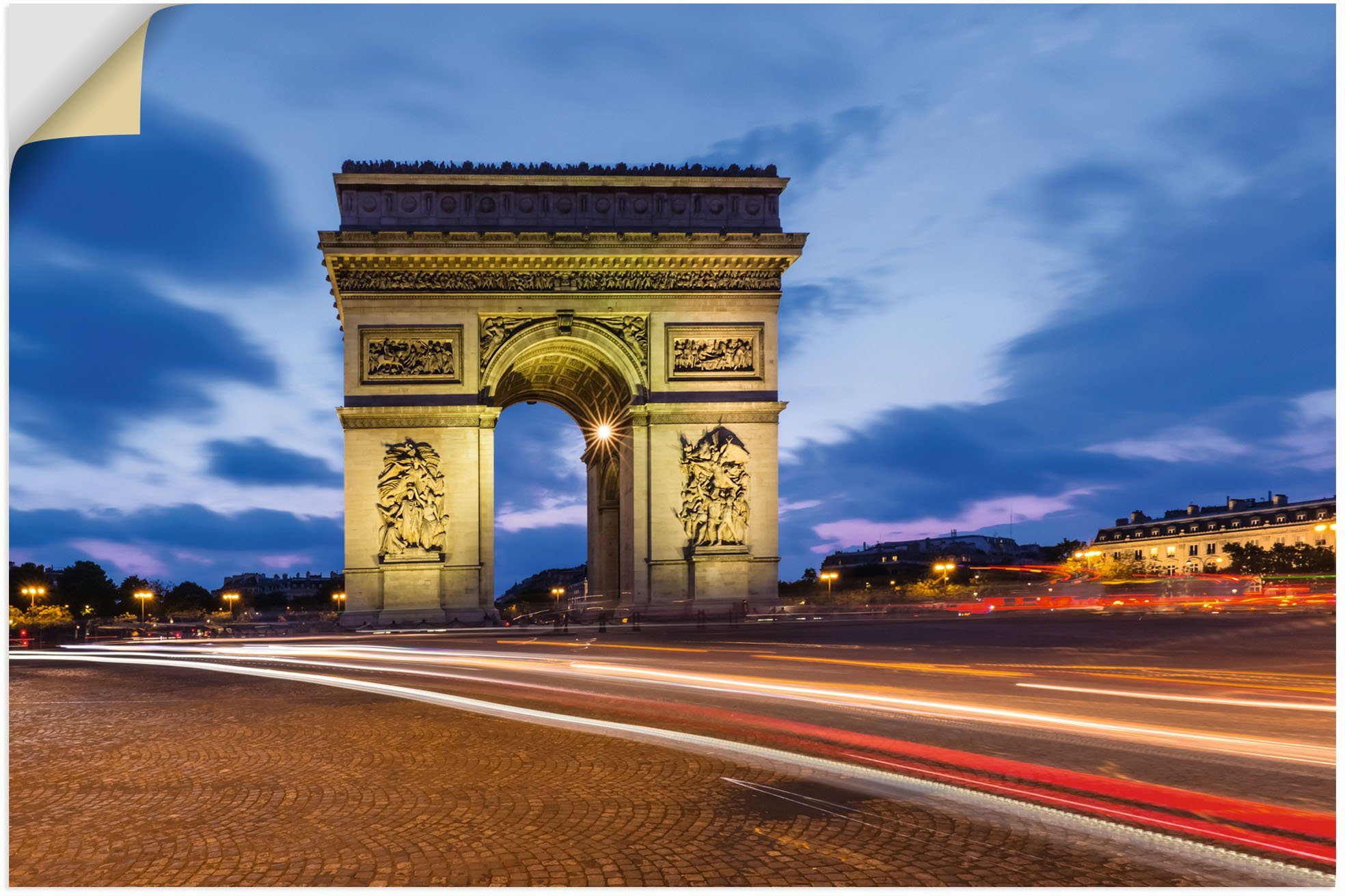 Artland Wandbild Paris Triumphbogen abends, Paris (1 St), als Alubild, Leinwandbild, Wandaufkleber oder Poster in versch. Größen