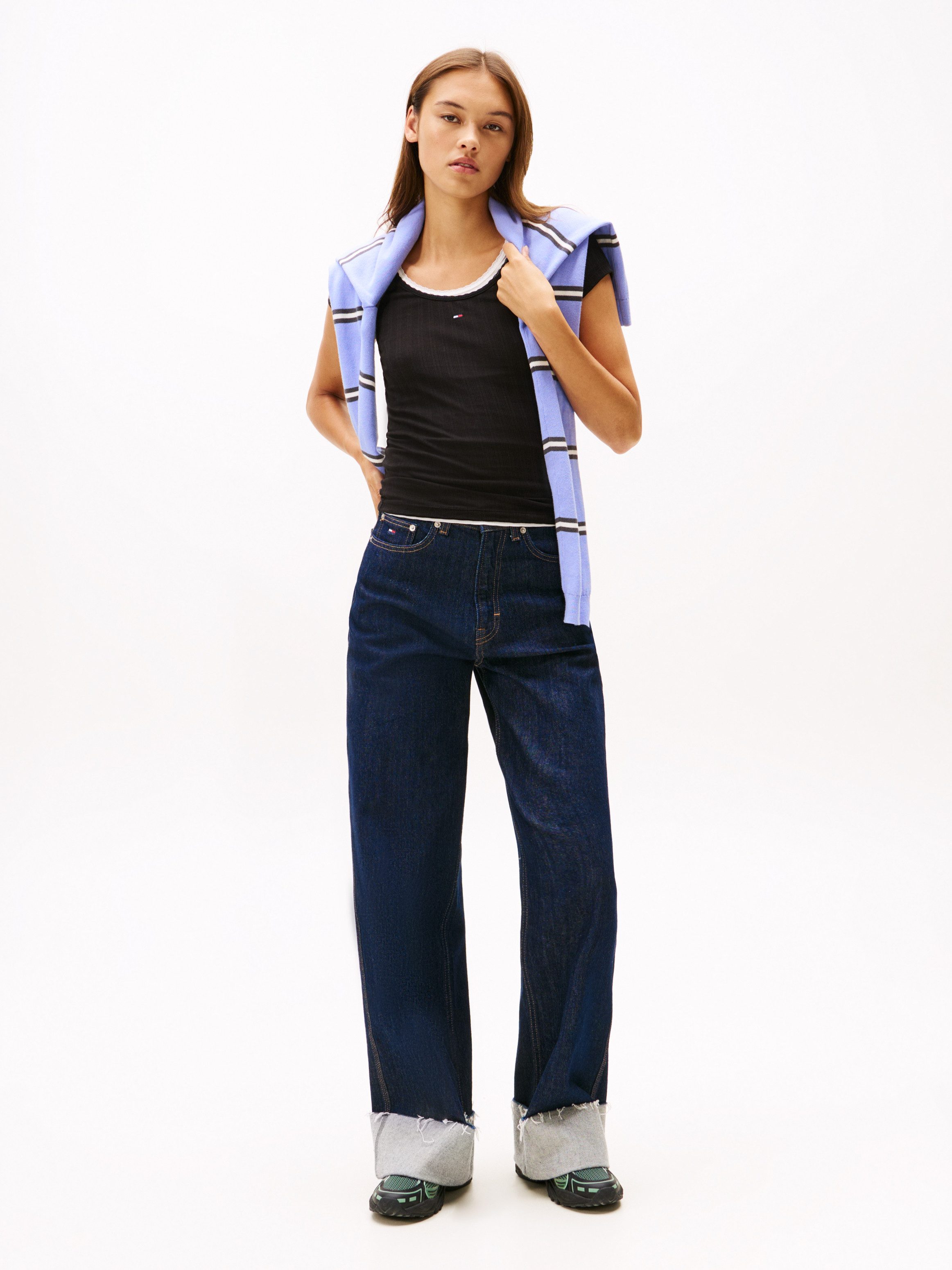 Tommy Jeans Kurzarmshirt TJW SLIM IRREGULAR RIB SS in gerippter Struktur