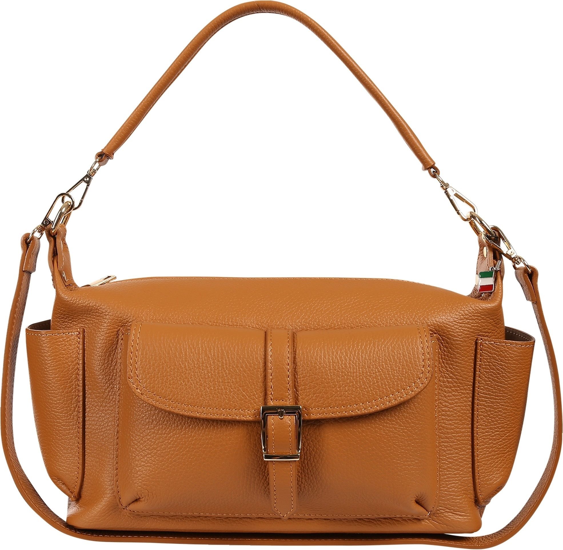 FLORENCE Schultertasche Florence Damen Schultertasche Echtleder (Schultertasche), Damen Schultertasche Leder, braun, tan ca. 34cm