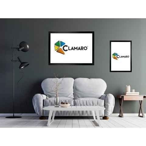 Clamaro Bilderrahmen Bilderrahmen CLAMARO 'Collage' handgefertigt nach Maß FSC® Holz Moderner eckiger MDF Rahmen inkl. Acrylglas, Rückwand und Aufhänger 80x120 in schwarz matt
