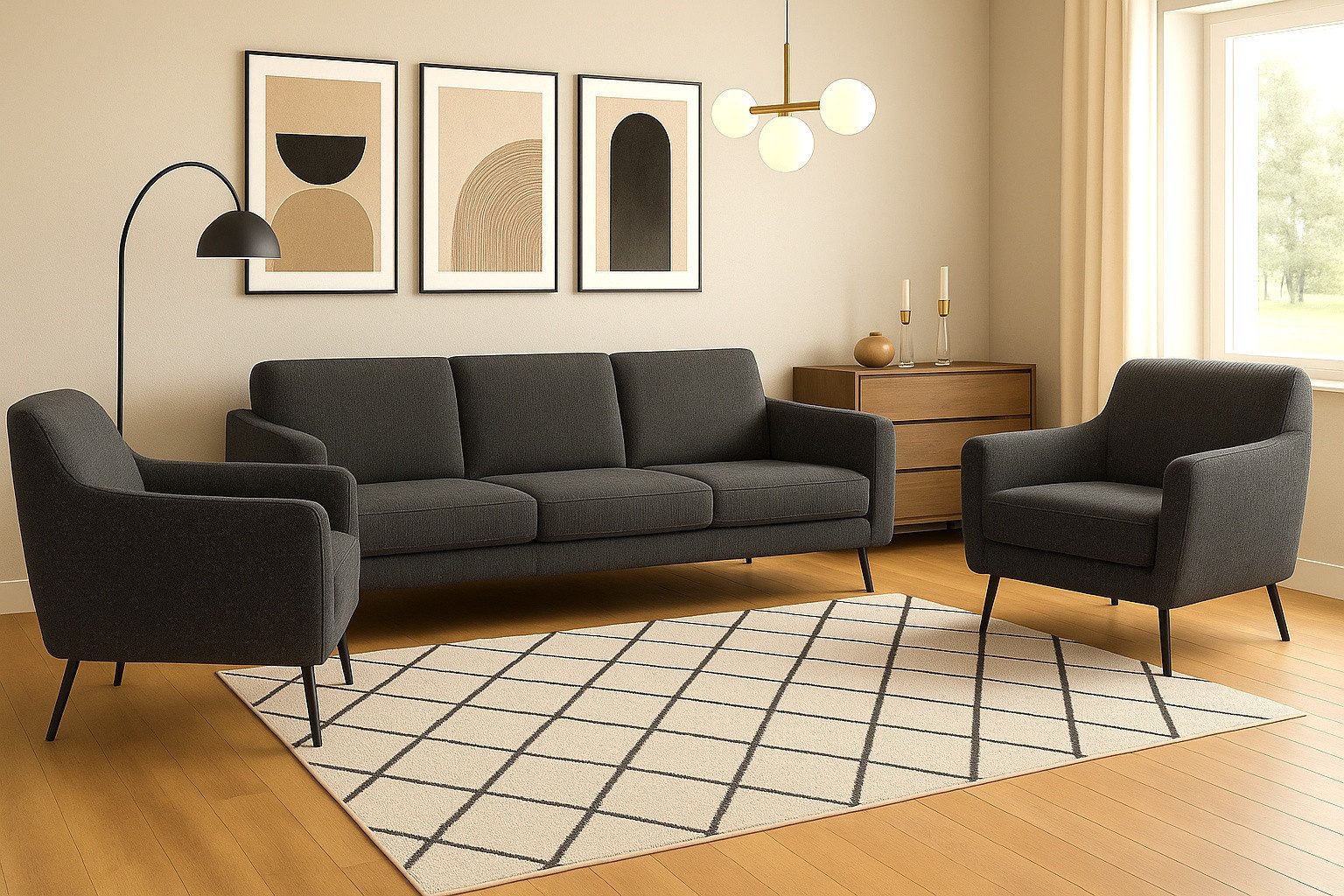 A&J MöbelLand GmbH Polstergarnitur BENITO: 3-Sitzer Sofa + 2 Sessel, (Bring günstig online kaufen