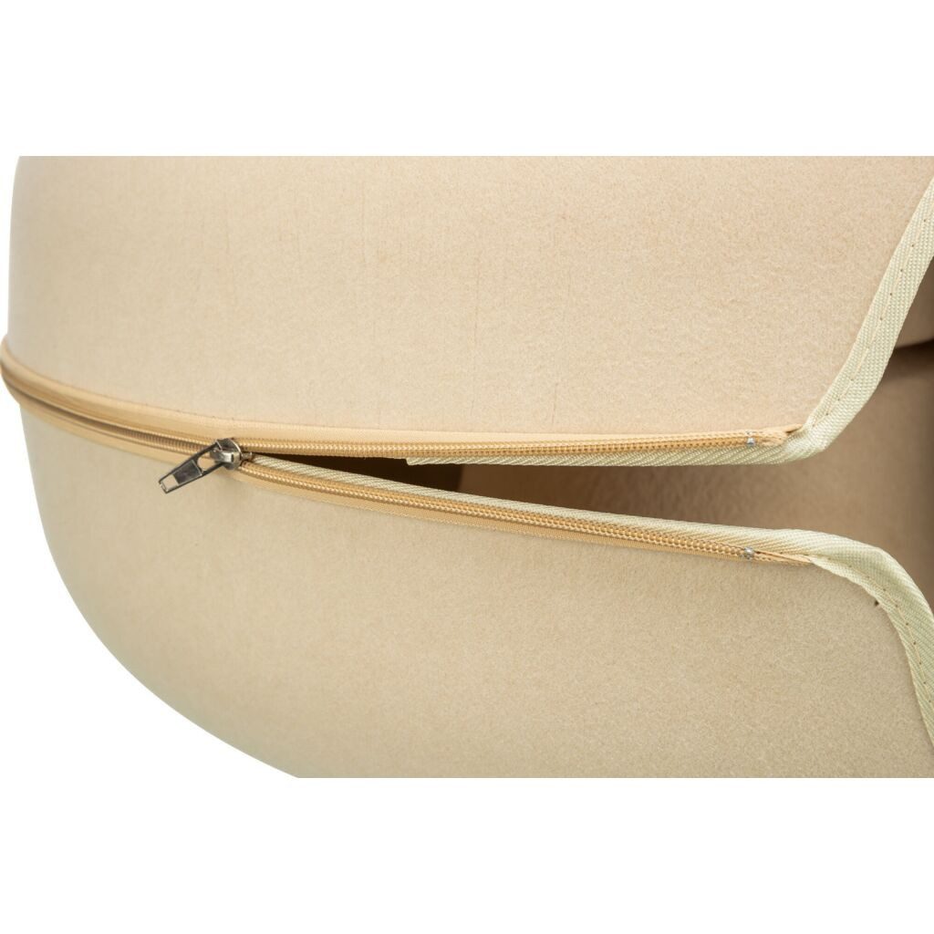 TRIXIE Tier-Intelligenzspielzeug Filzdonut Katzenhöhle mit Spielzeug - beige - ø 60 cm, Filz