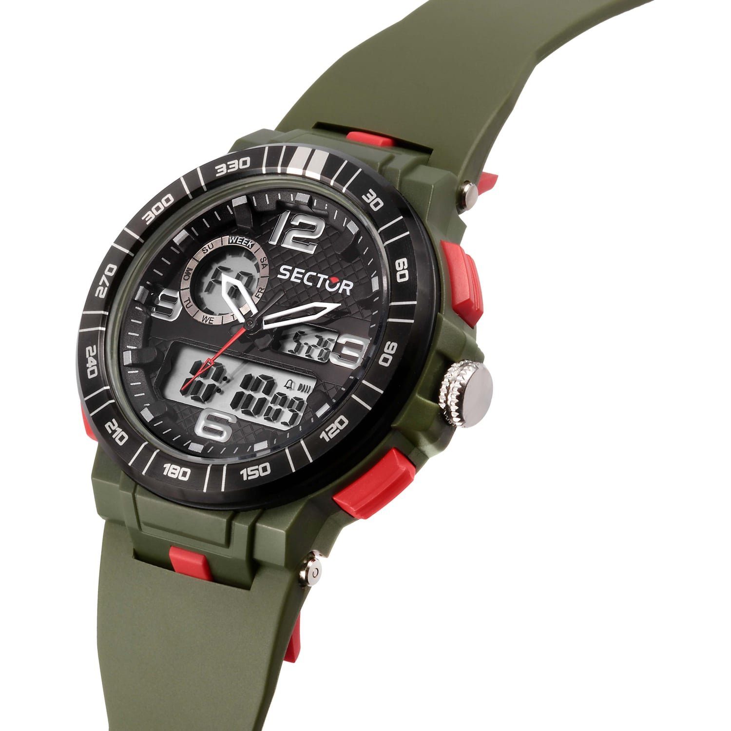 eckig, Digitaluhr Sector PURarmband Armbanduhr Armbanduhr Casual grün, Herren Digital, Herren Sector groß (40,3x39,7mm),