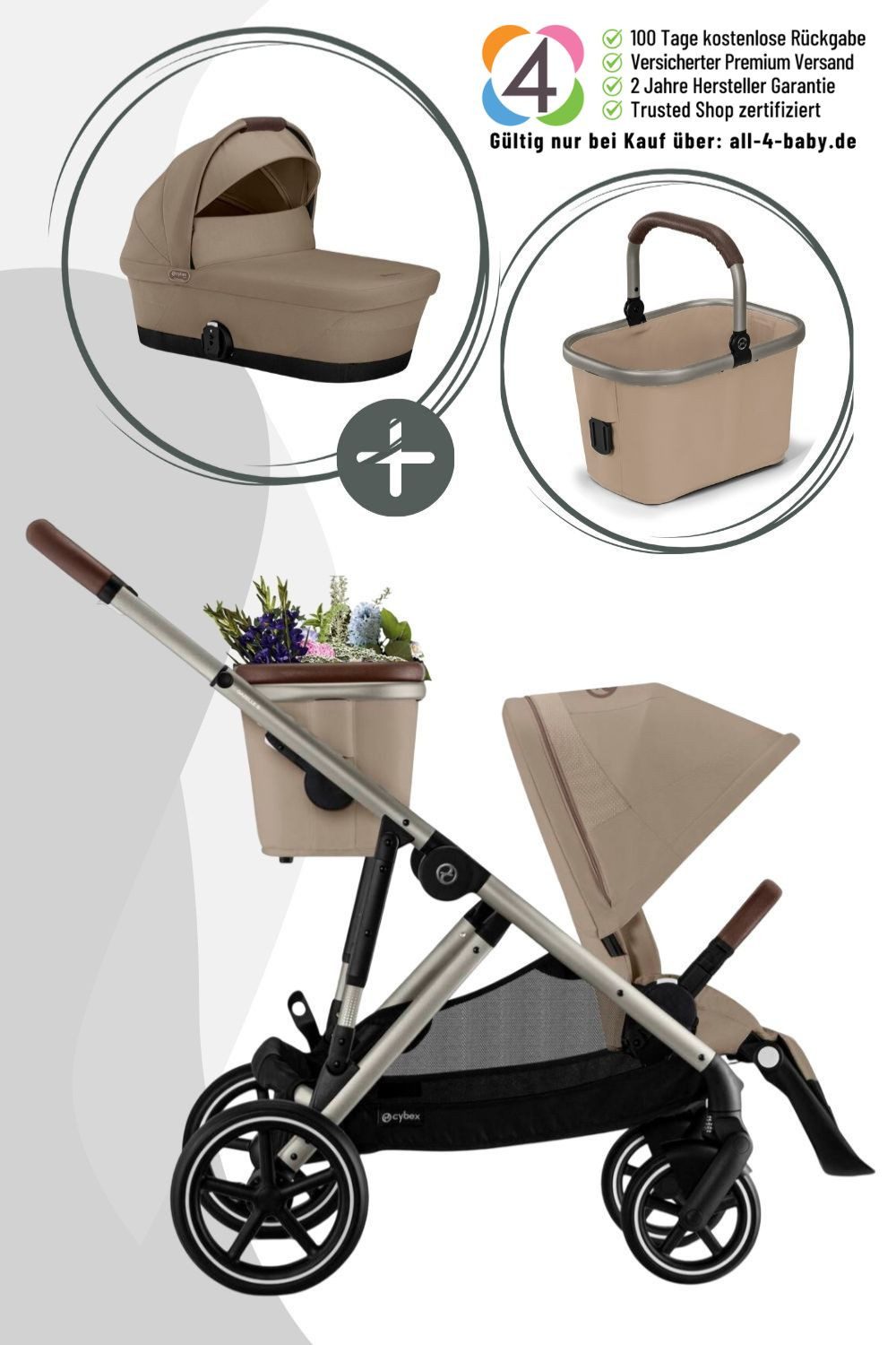 Cybex Kombi-Kinderwagen Gazelle S Kinderwagen inklusive Cot S Babywanne