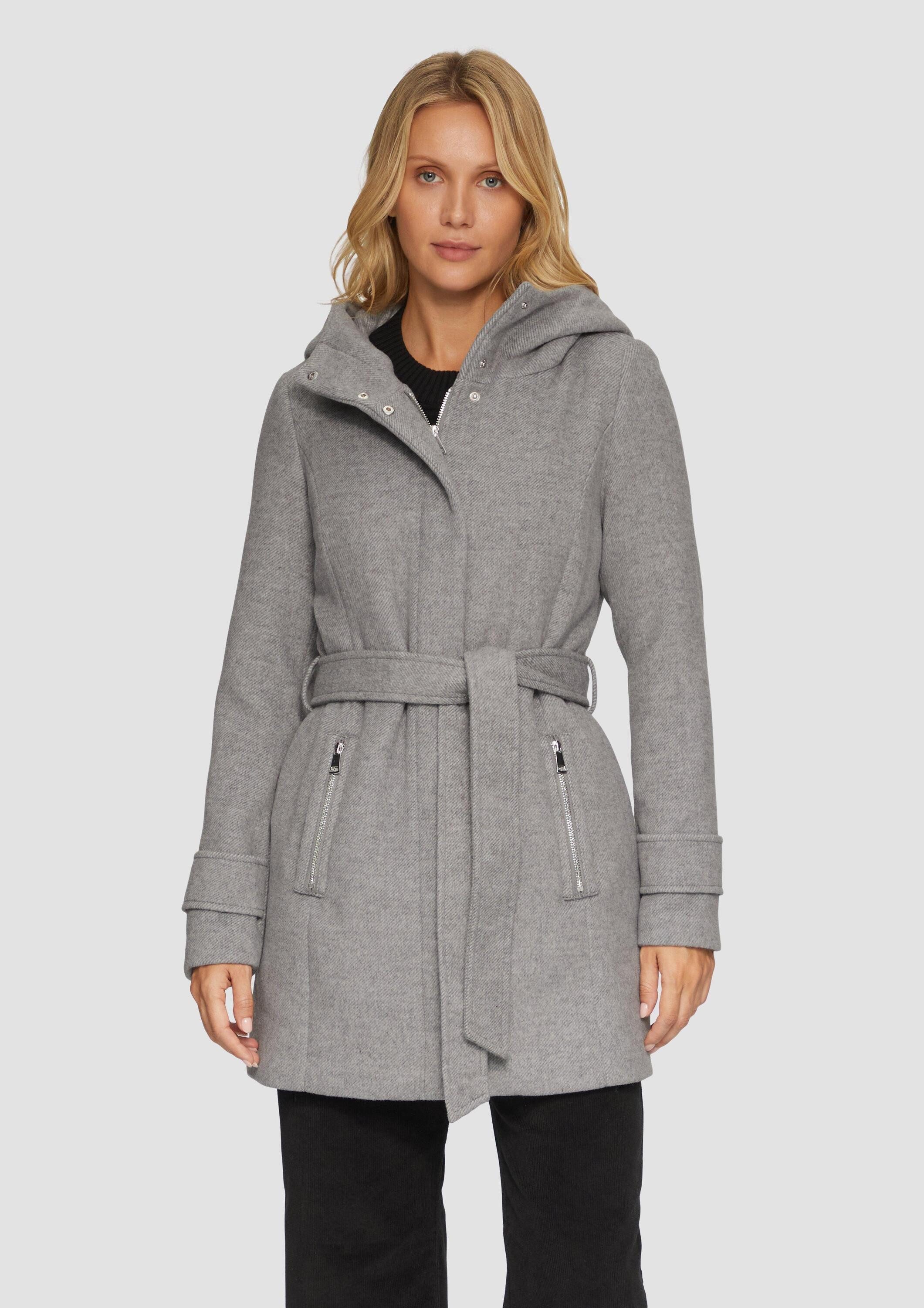 s.Oliver Funktionsmantel Outdoor-Mantel Kurzer Wollmantel mit Bindegürtel günstig online kaufen