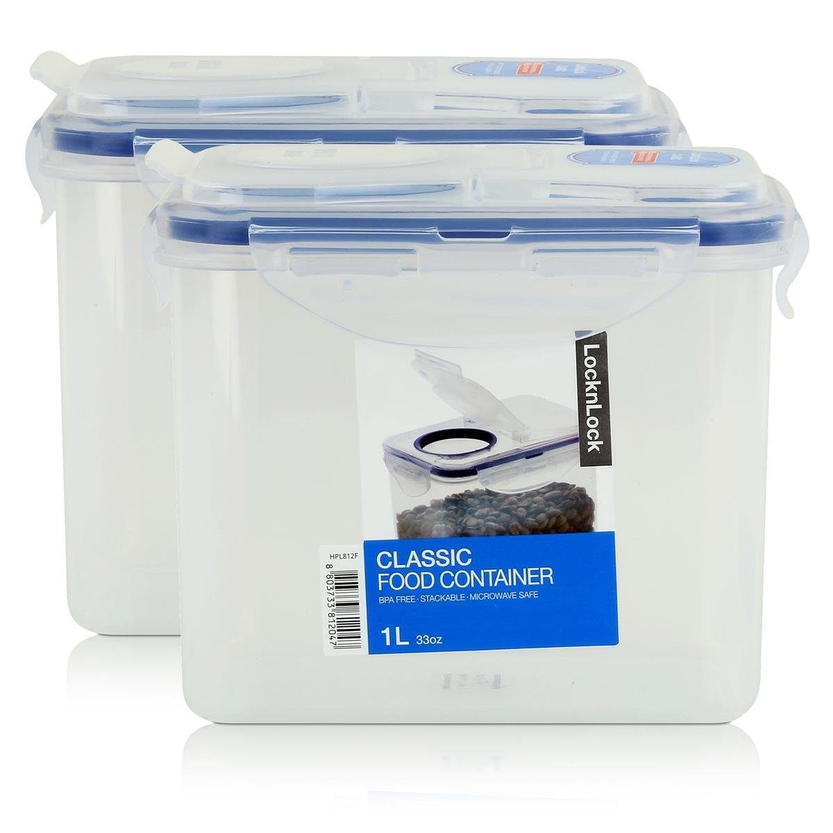 LocknLock Vorratsdose LocknLock Classic HPL812F Frischhaltedose 1L - Luft & Wasserdicht (2er, Kunststoff