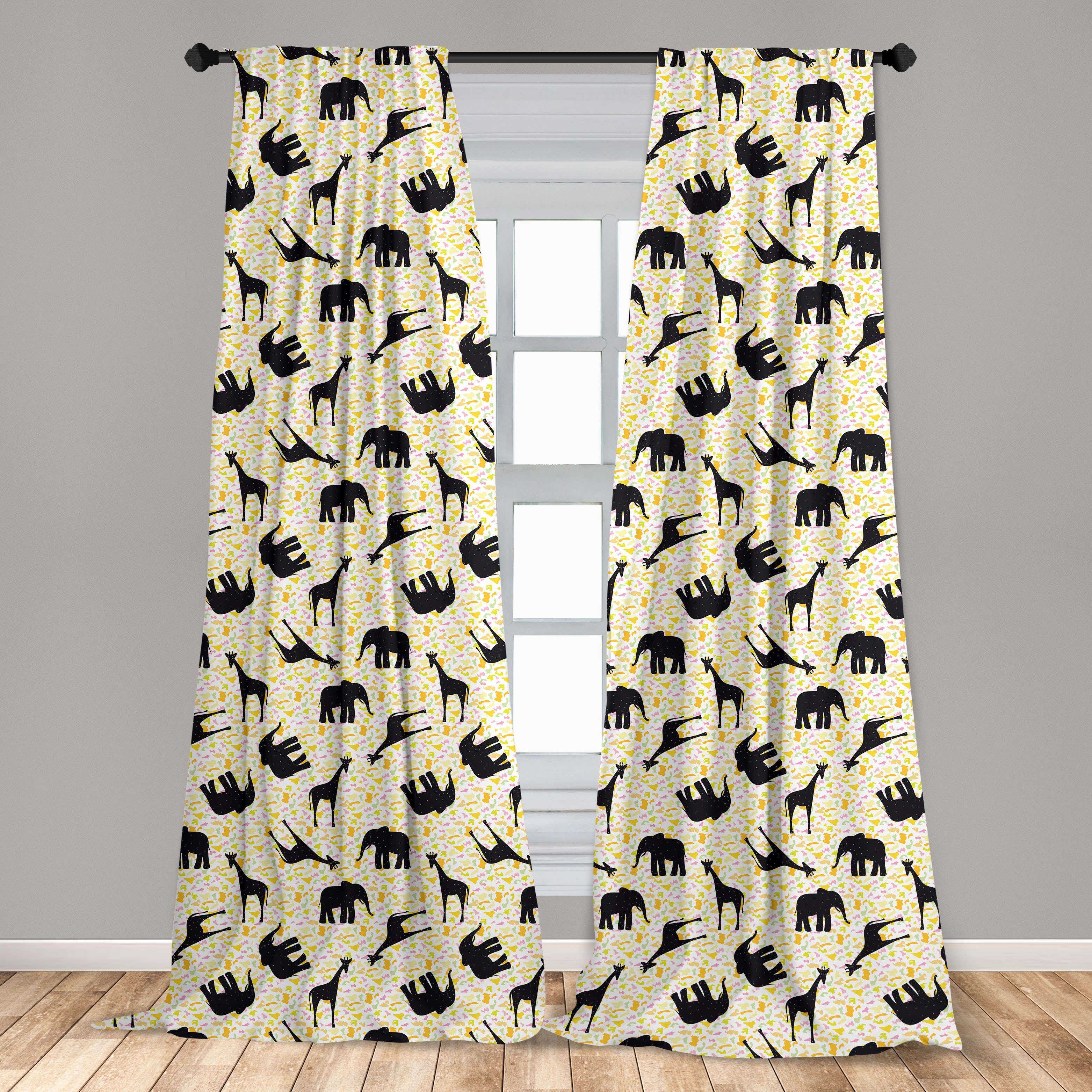 Gardine Microfaser, Dekor, Pickeliger Vorhang für Schlafzimmer Giraffe Abakuhaus, Zoo-Tiere Wohnzimmer