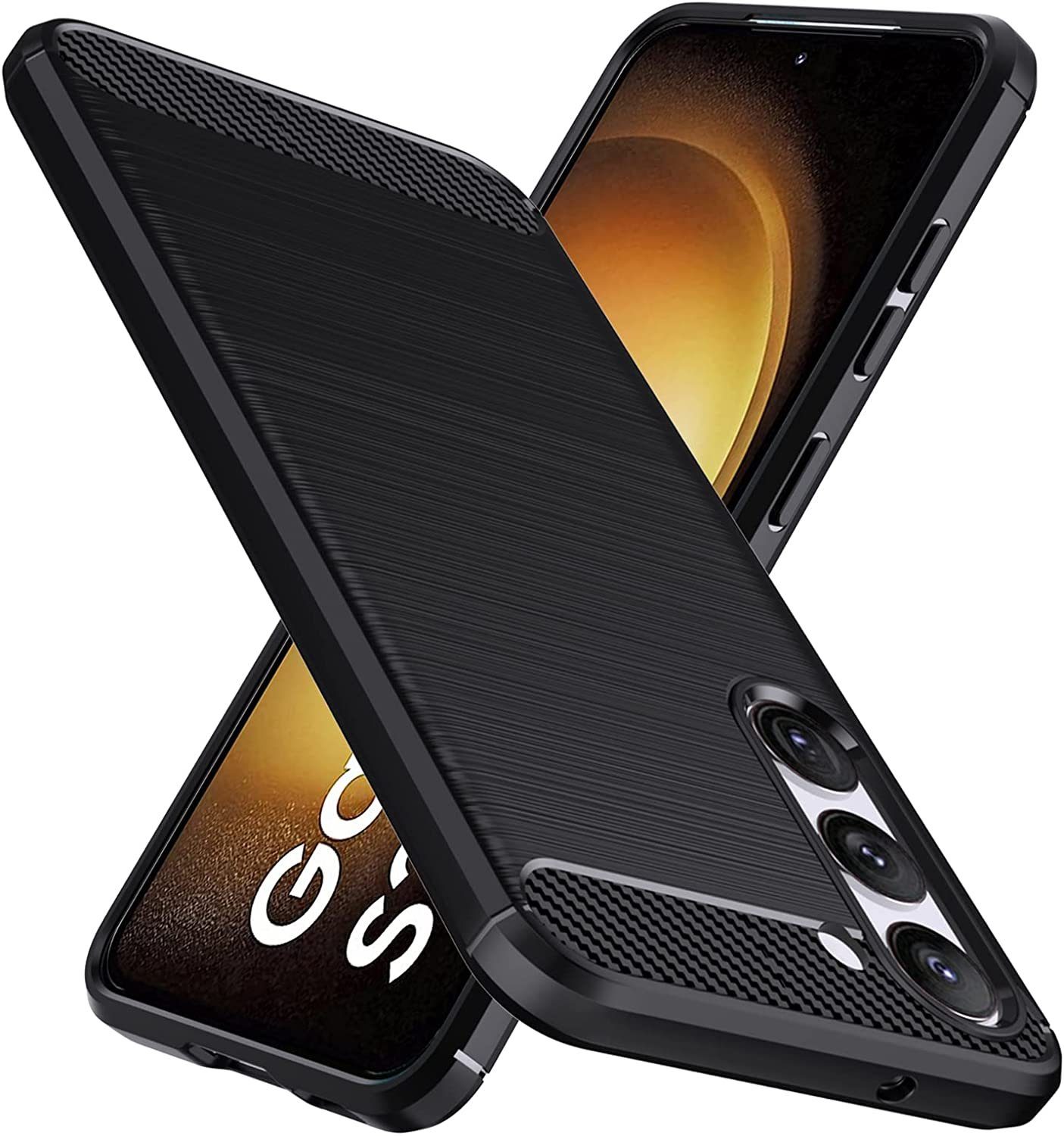 MSM Handyhülle Hülle für Samsung Galaxy / S23 / Plus / Ultra 5G Schwarz Carbon Optik