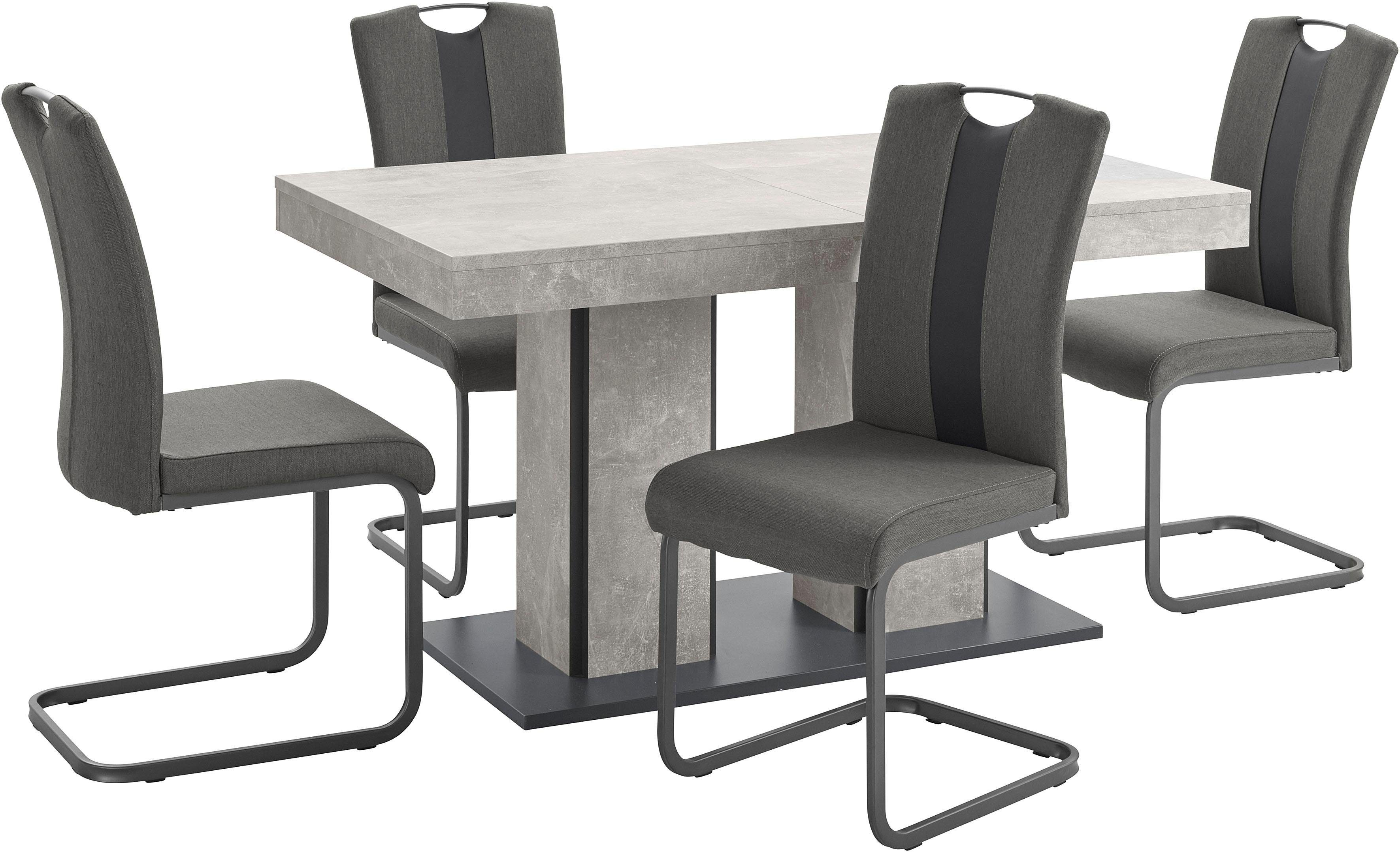 Tisch 5-tlg), (Set, bestehend Essgruppe HELA ROSE, einem Stühlen 4 cm 140-180 und aus