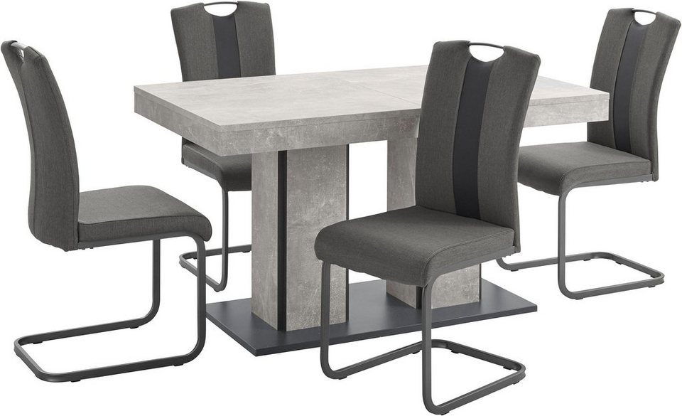 HELA Essgruppe ROSE, (Set, 5-tlg), bestehend aus einem Tisch 140-180 cm und 4  Stühlen