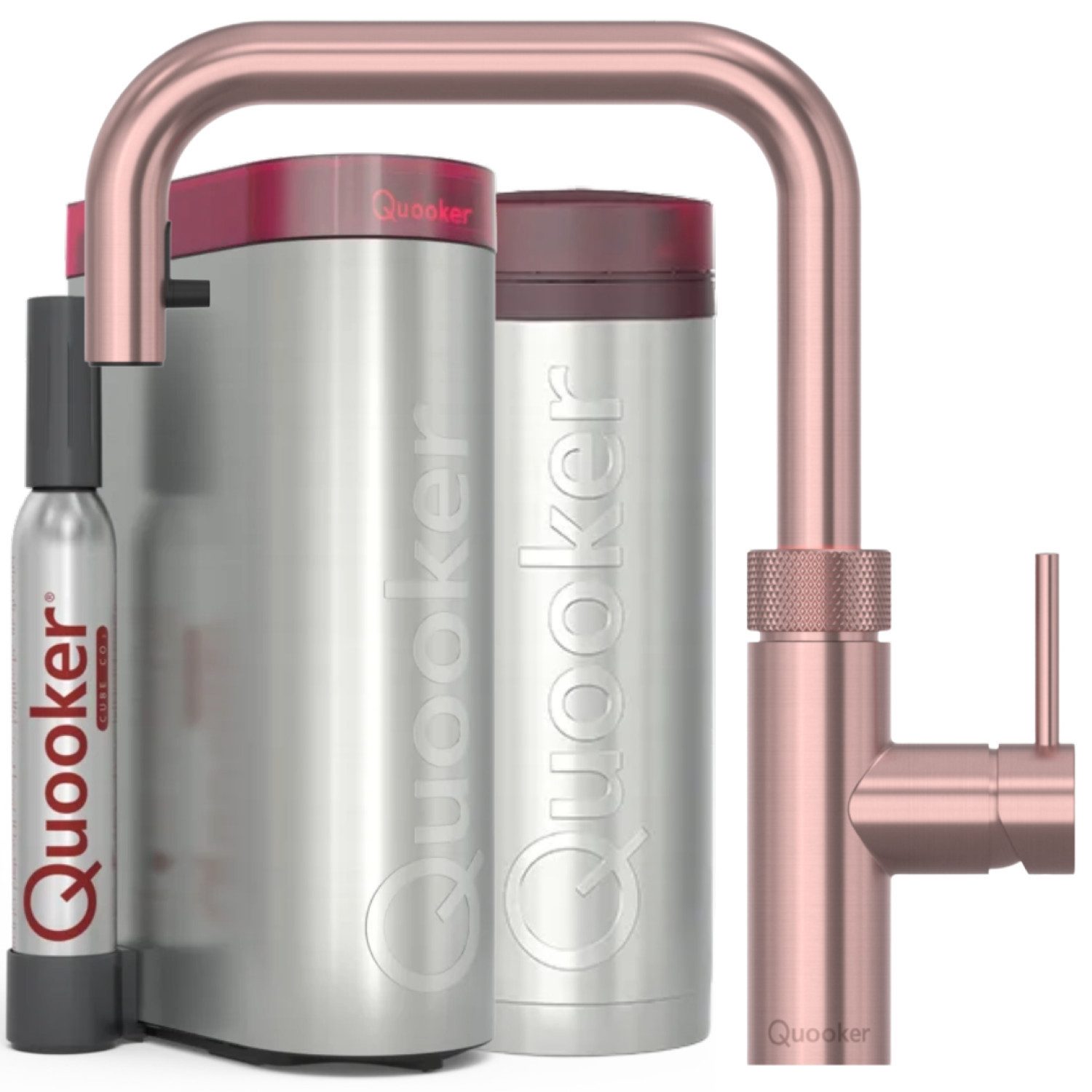 QUOOKER Küchenarmatur Flex Square, PRO3 & CUBE, Kupfer Rosé, FXSRCO PRO3 CUBE2, **inkl. CUBE Filter Starter Set** inkl. 7 JAHRE GARANTIE