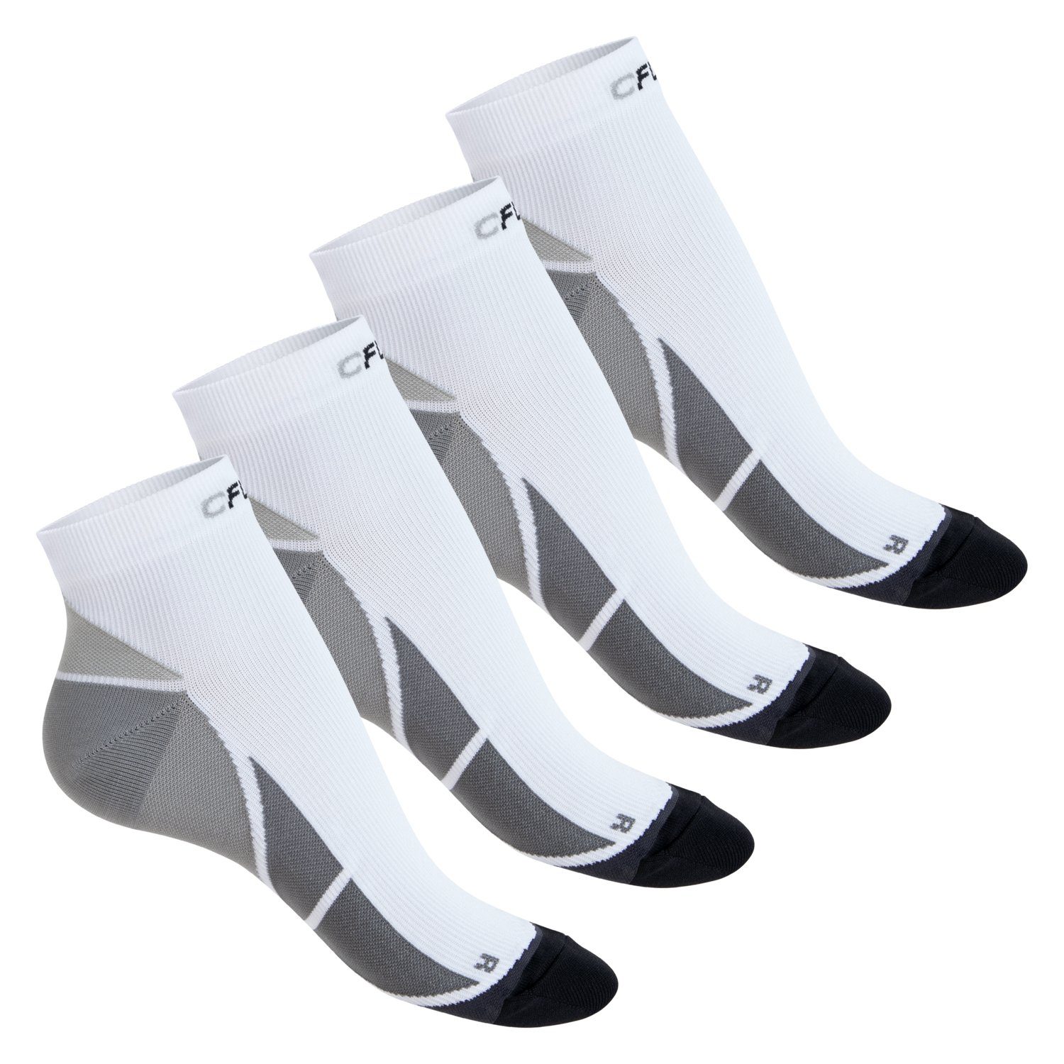 CFLEX Kompressionsstrümpfe Sport Socken für Herren & Damen (2/4 Paar) mit Kompression 4x Weiß / Grau