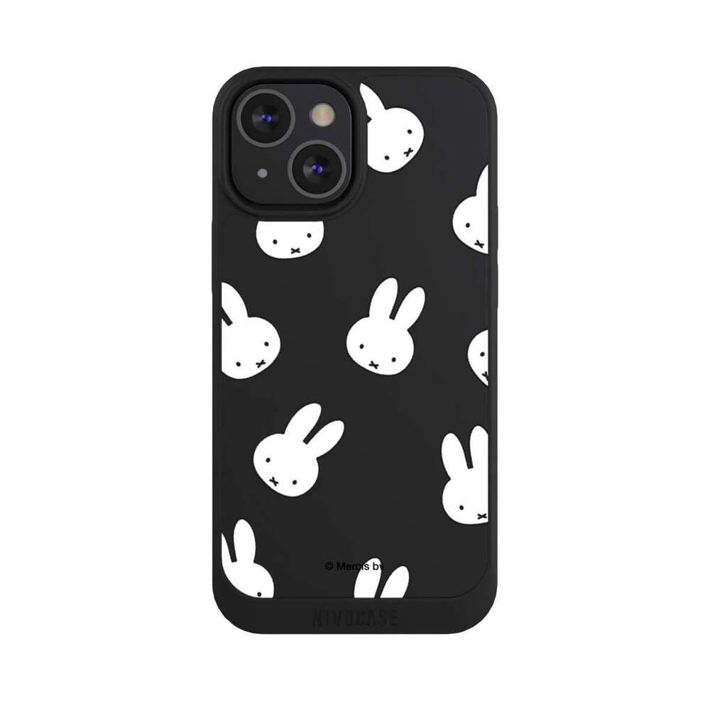 NIVOCASE Handyhülle Miffy Muster transparent Miffy Pattern Transparent, Apple iPhone 13 Mini Handyhülle Hülle NIVOpure Case Schwarz