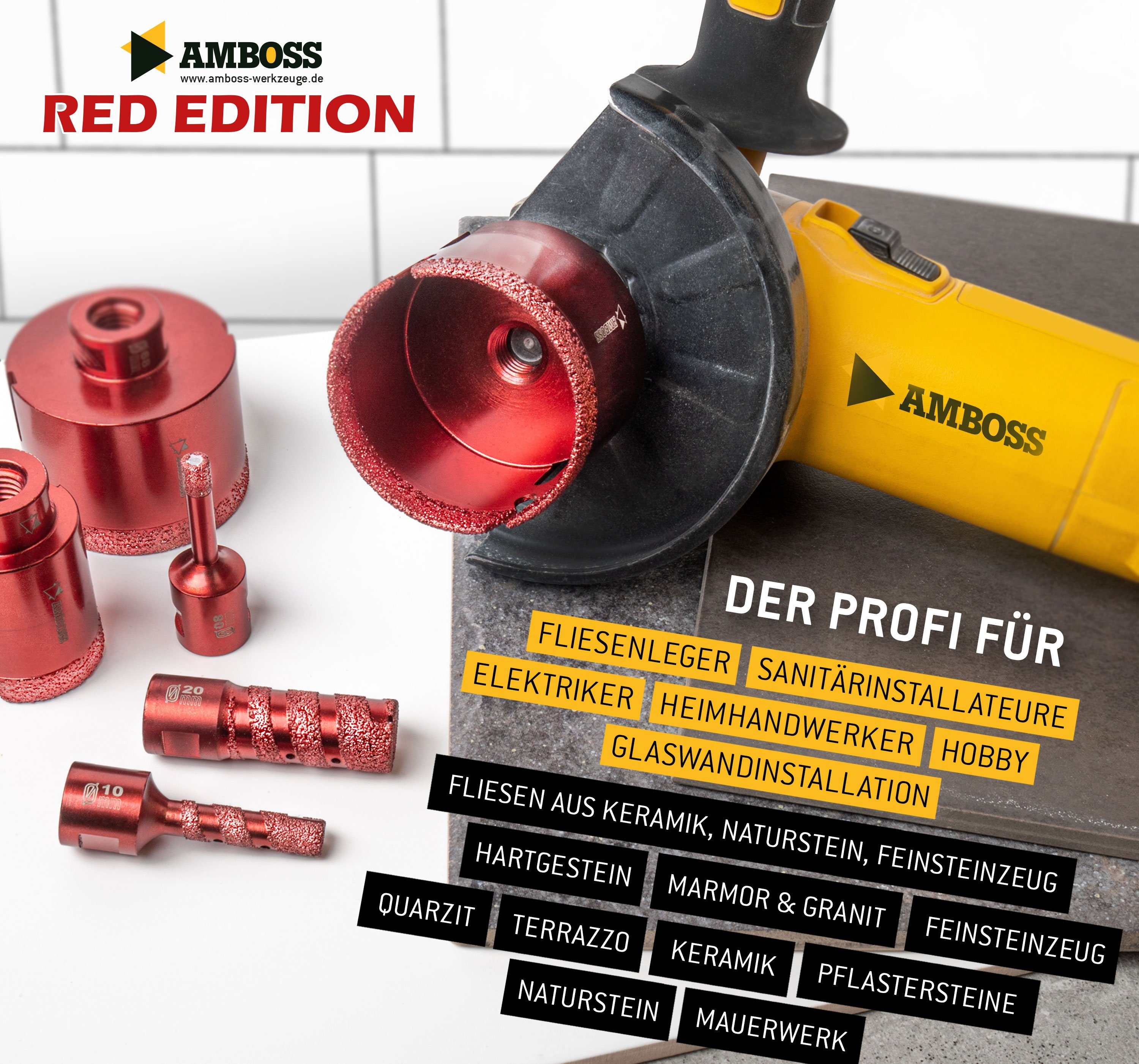 Werkzeuge Amboss Schleiffinger Amboss Ø Lochsäge mm, mm Red Edition 10 10