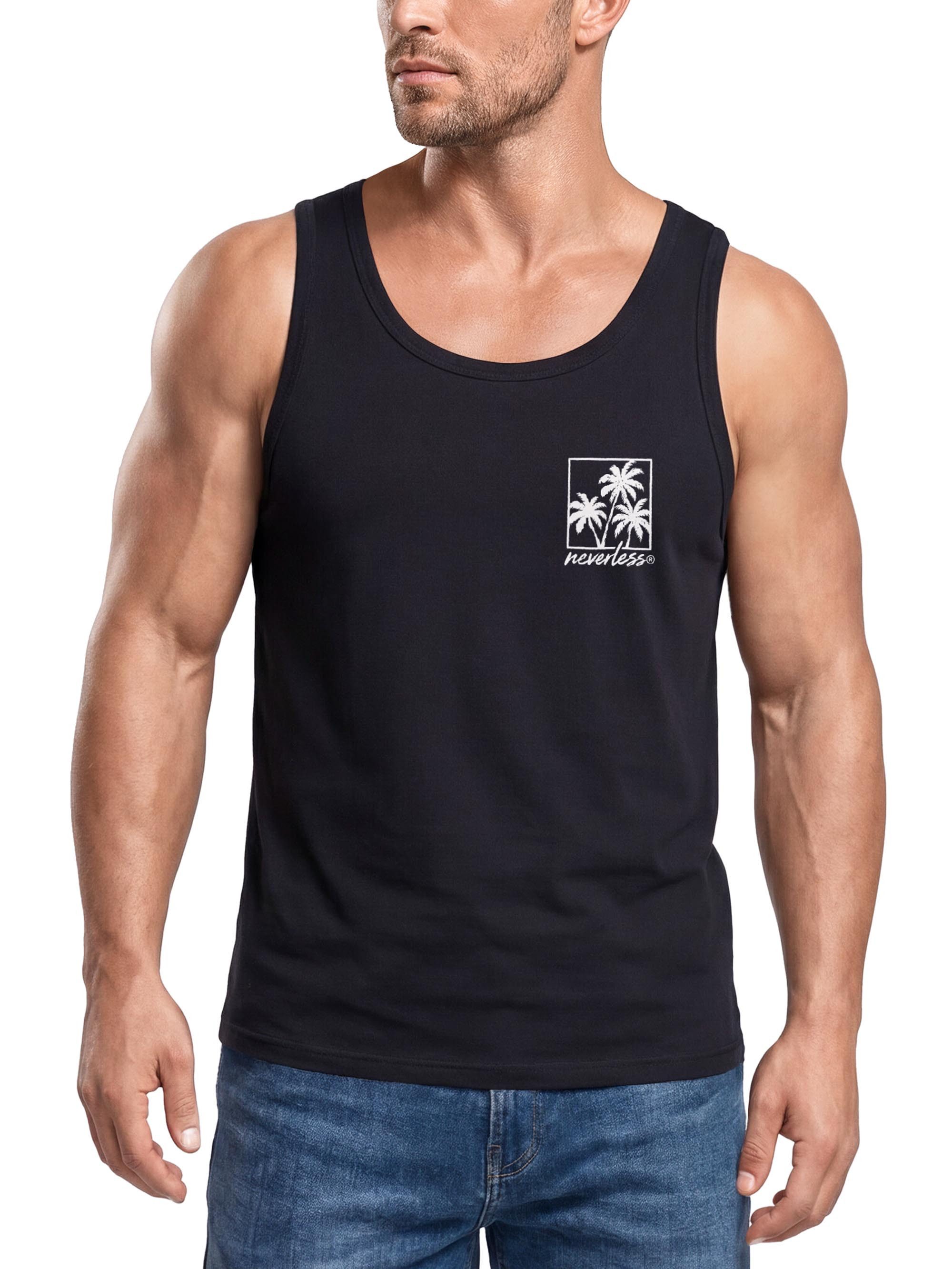 Neverless Tanktop Tanktop Herren mit Grafik-Print - Design Logo Palmen - Trägershirt mit Print