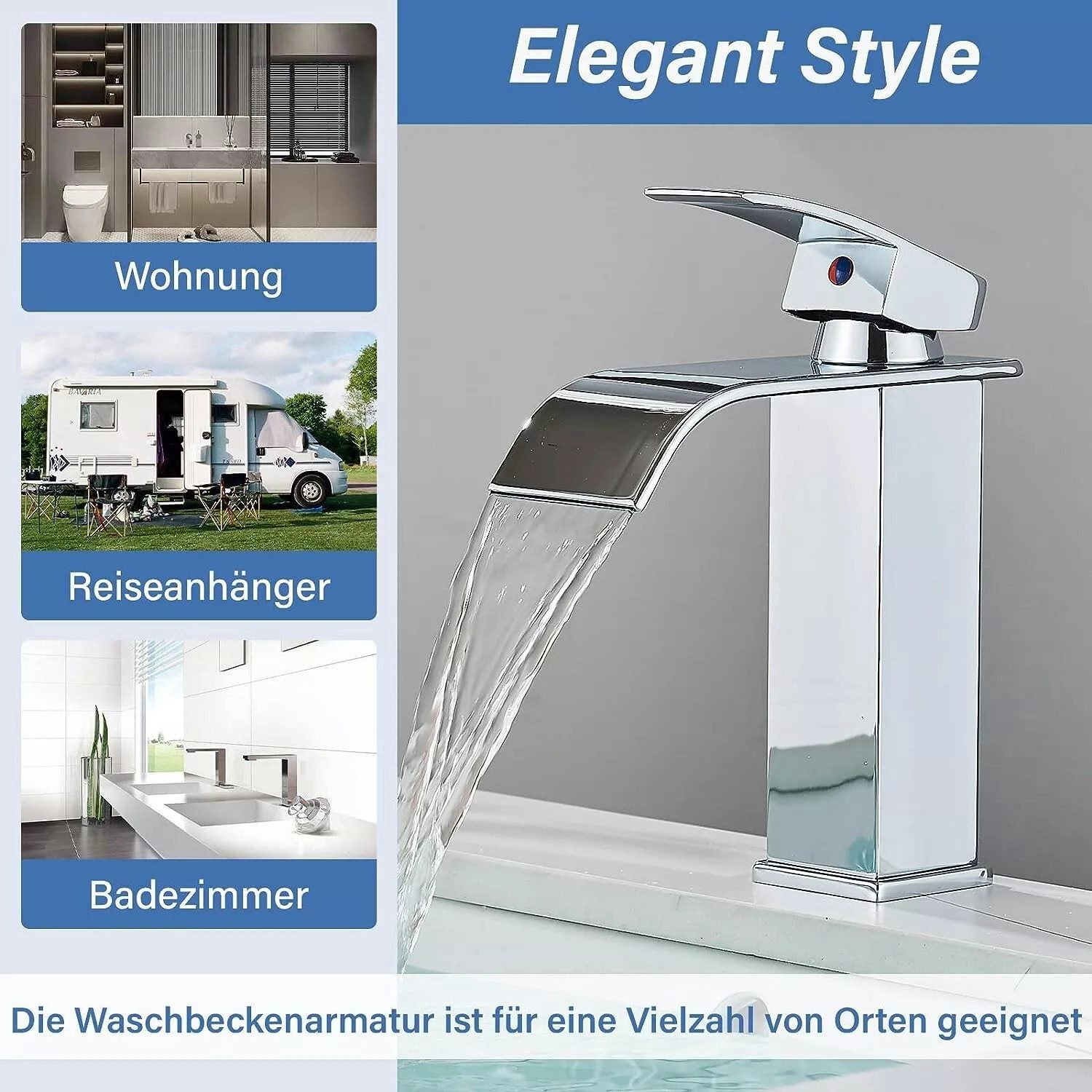 Faizee Home Badarmatur Wasserfall Waschtischarmatur Badarmatur Wasserhahn E günstig online kaufen