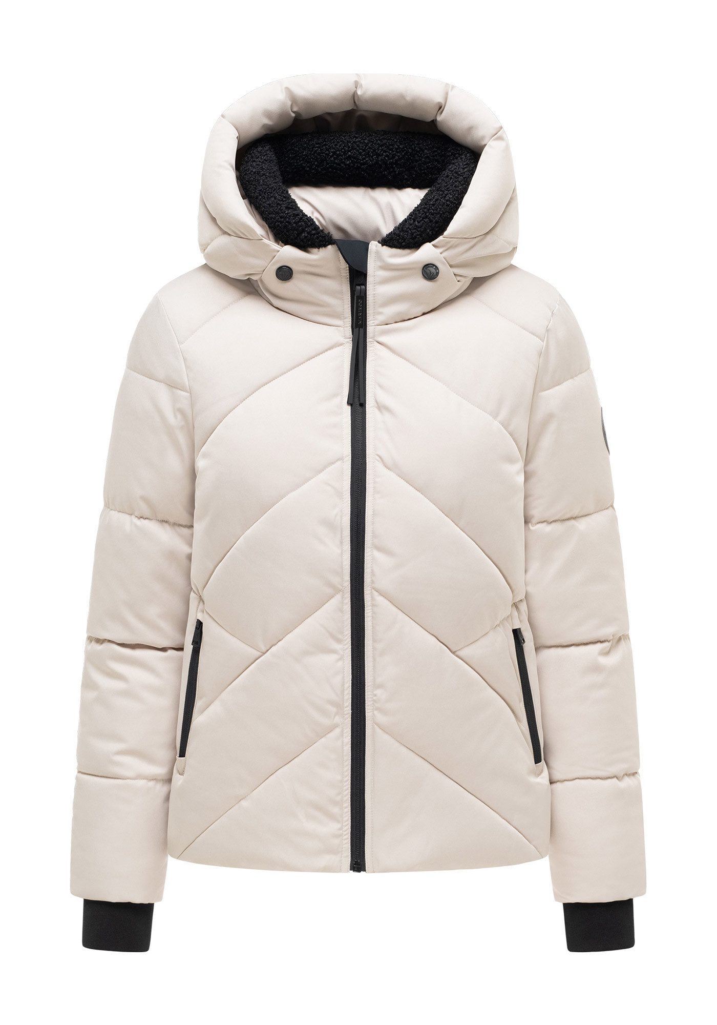 Marikoo Winterjacke Shinamii Kurze Steppjacke mit Kapuze und diagonalem Steppmuster – Bild 5 von 5