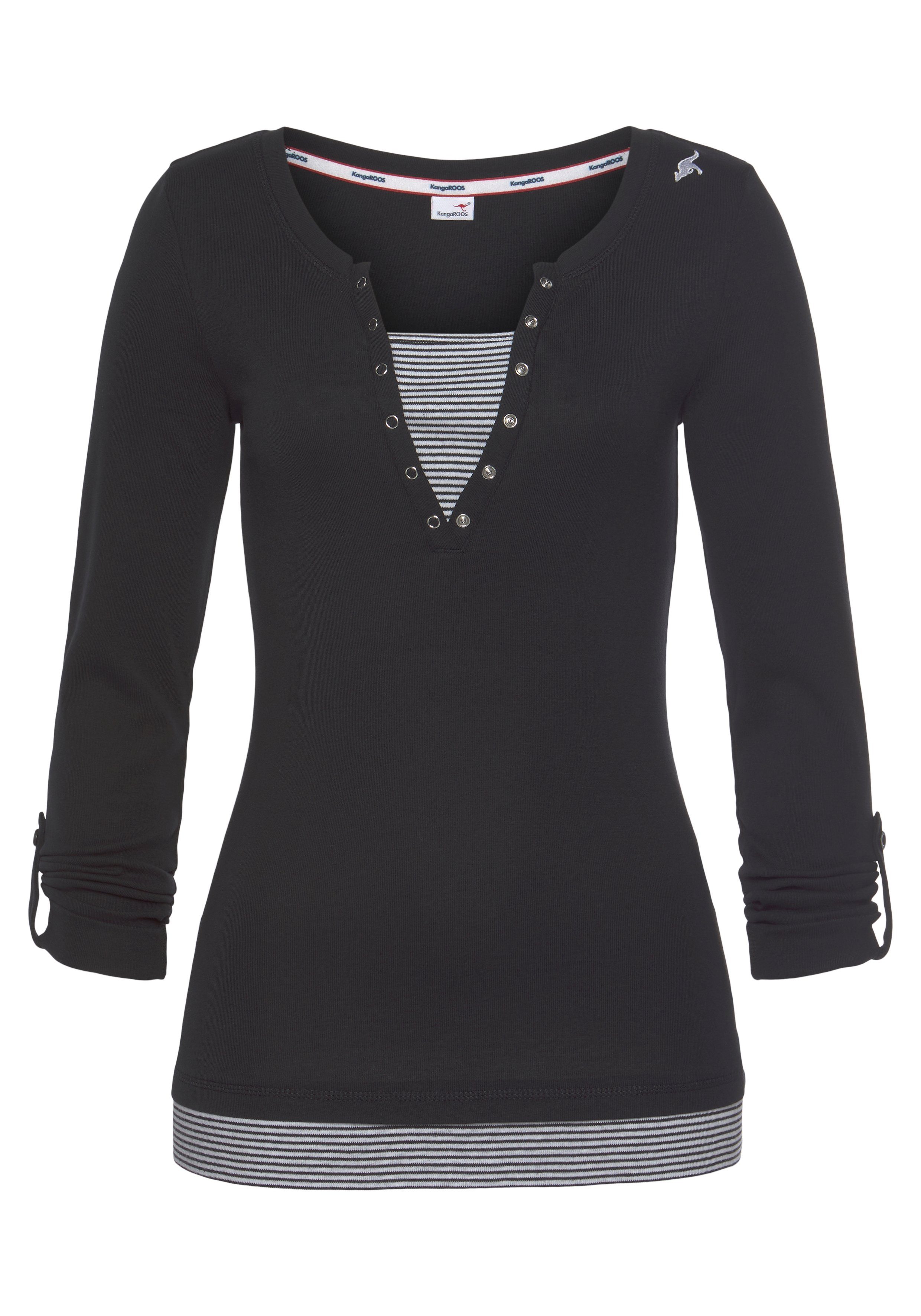 KangaROOS 2-in-1-Shirt Langarm, sehr figurbetont. Reduzierter Preis € 27,99. Unverbindliche Preisempfehlung € 39,99