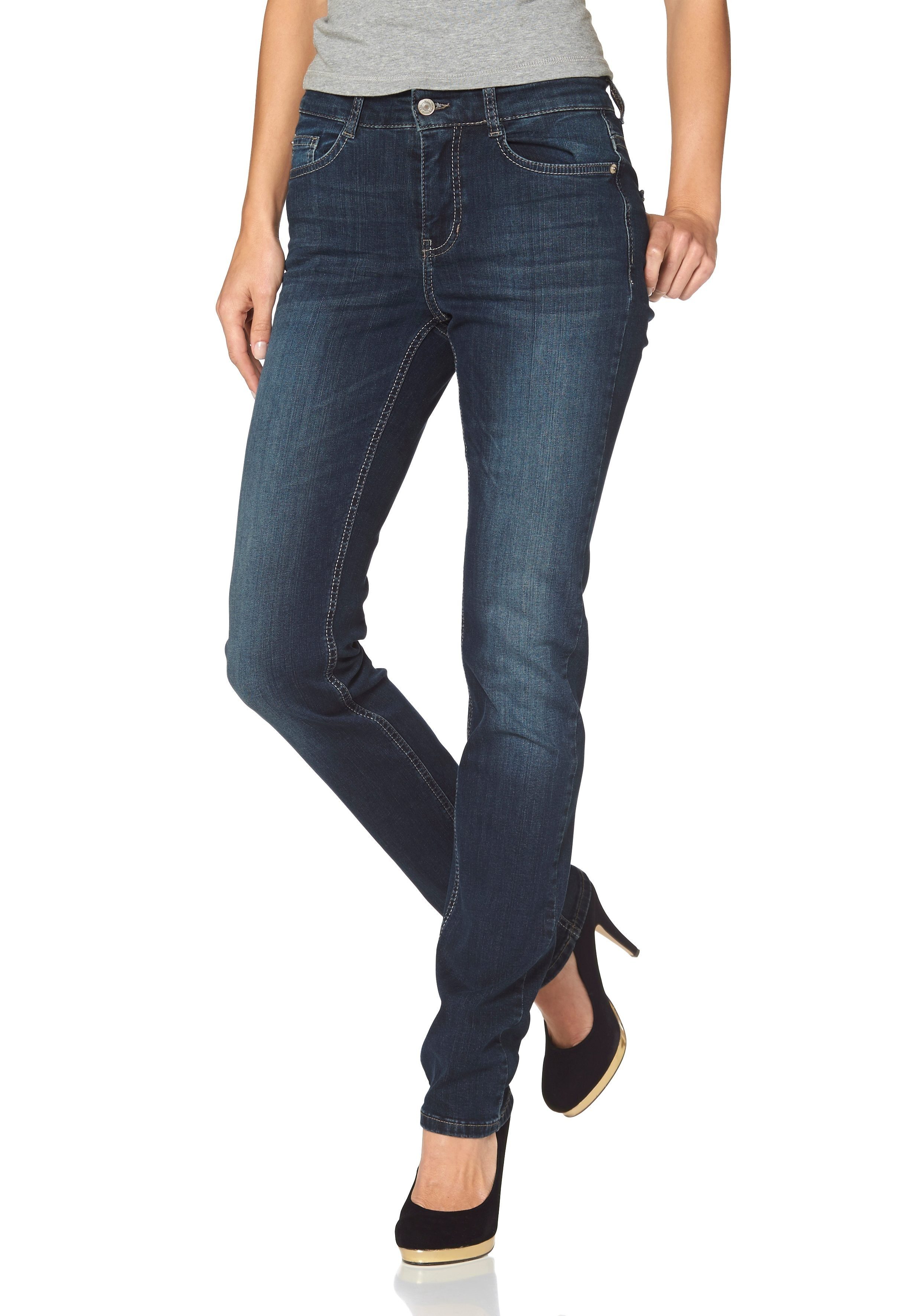 MAC Stretch-Jeans Angela Schmal geschnitten new basic wash