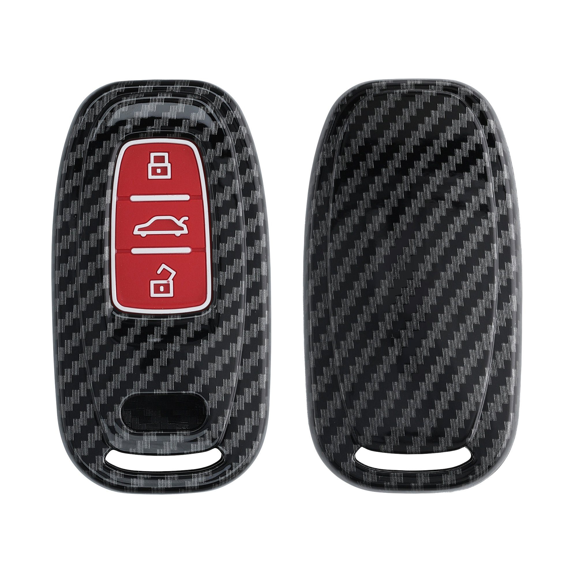 kwmobile Autoschlüssel Hülle kompatibel mit VW Skoda Seat 3-Tasten  Autoschlüssel - Schlüsselhülle Cover Silber Schwarz
