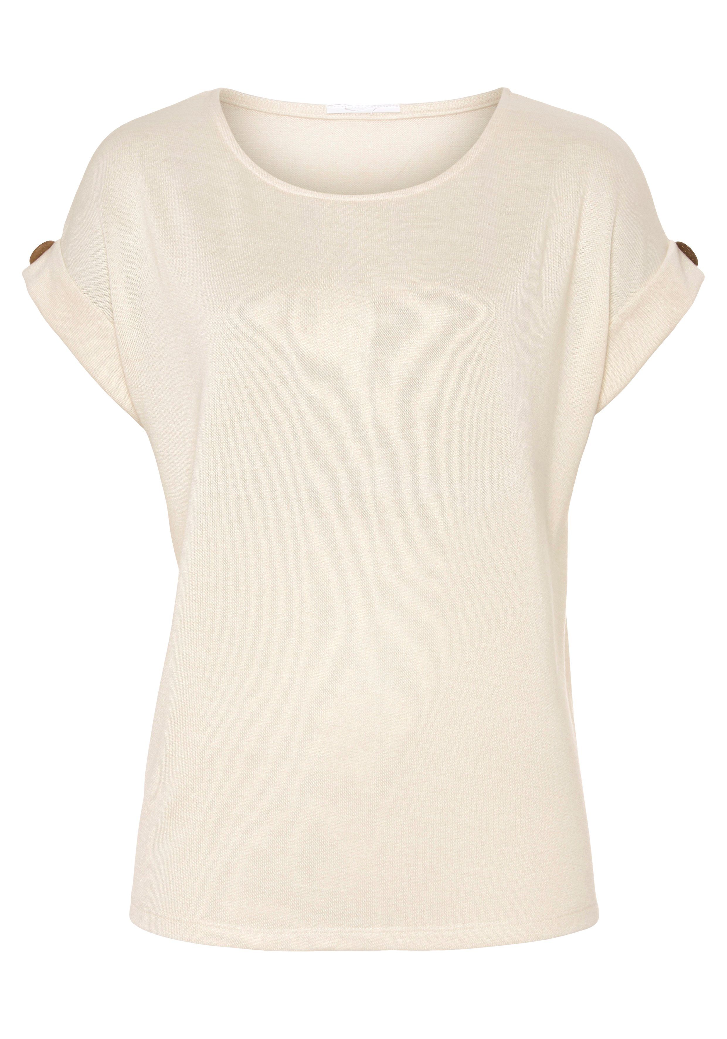 LASCANA Kurzarmshirt mit Knopfdetail am Ärmelabschluss günstig online kaufen