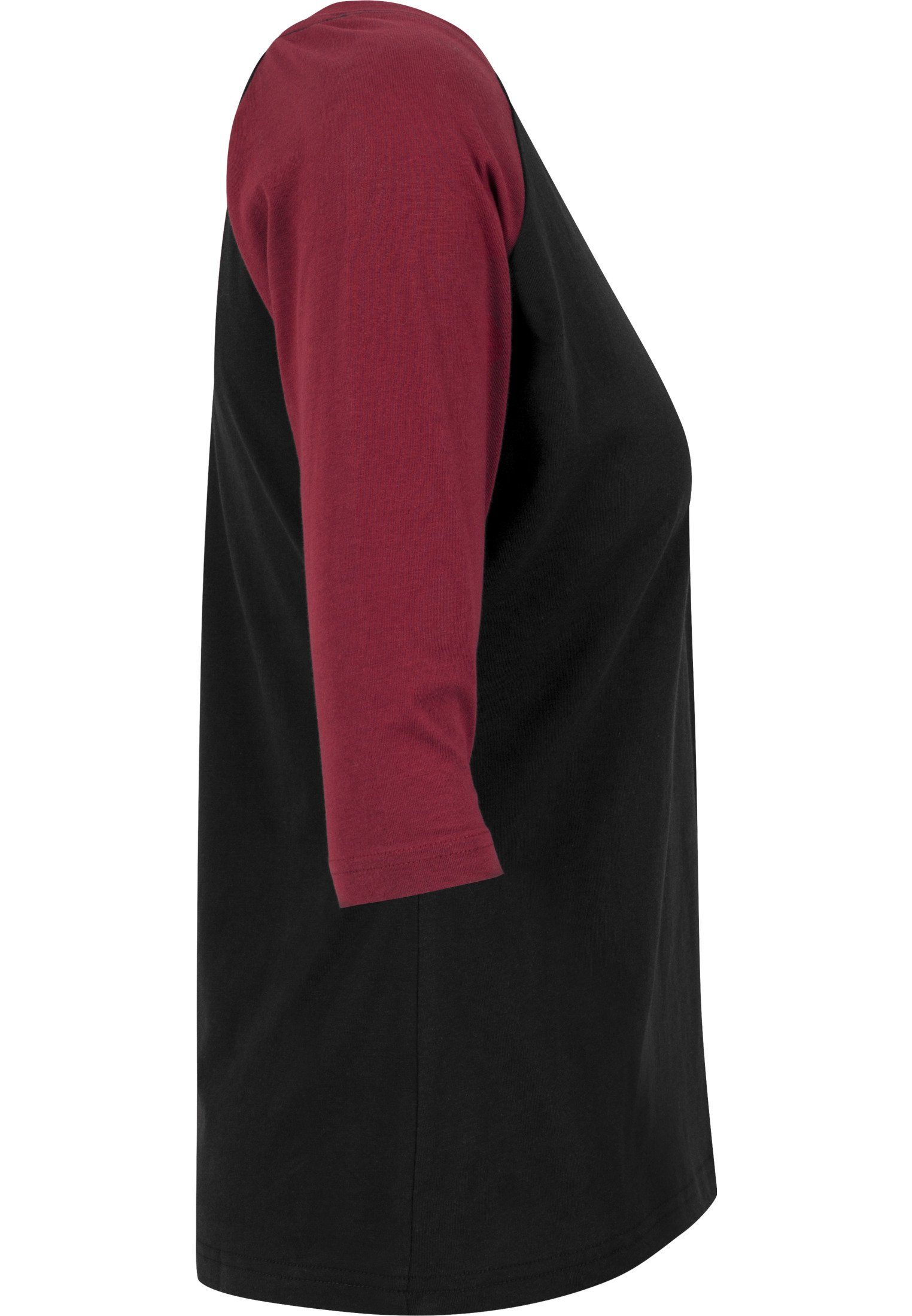 URBAN CLASSICS black/burgundy Ladies 3/4 Contrast Damen Tee (1-tlg) Raglan Kurzarmshirt