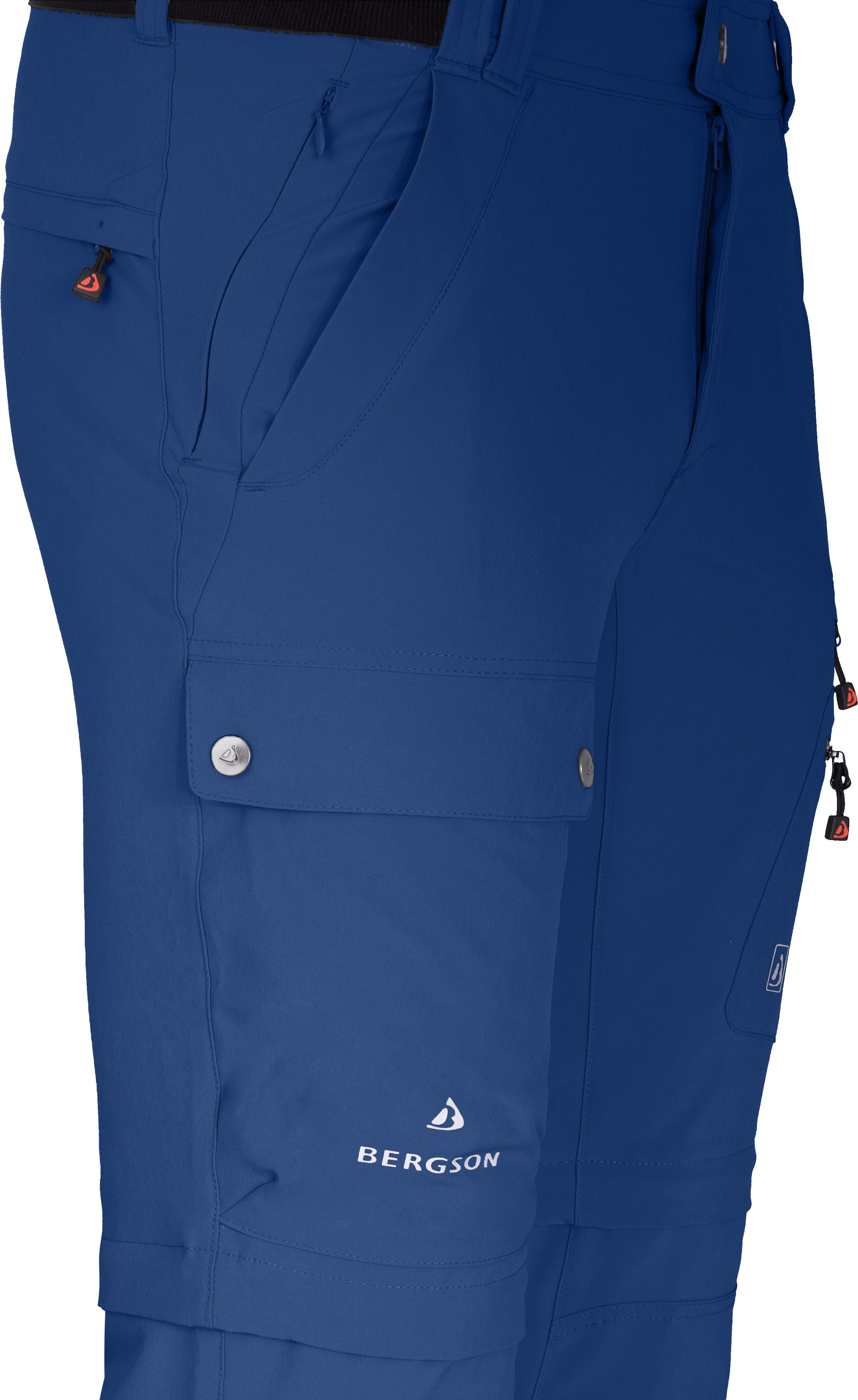 Bergson Outdoorhose FROSLEV Bermuda Zipp-Off Herren Wanderhose, recycelt, elastisch, 7 Taschen, Kurzgrößen, blau