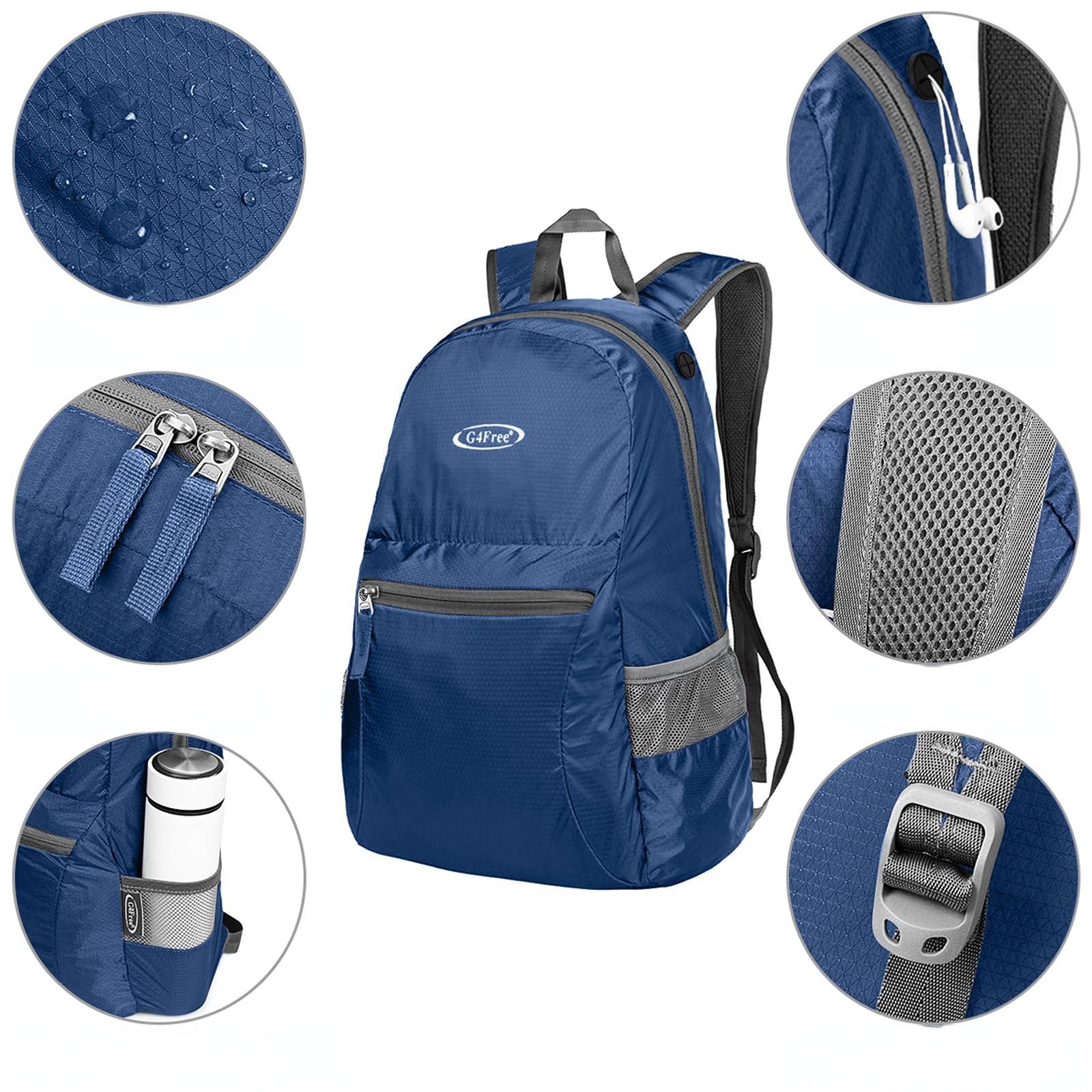 G4Free Trekkingrucksack 20L Trekkingrucksack Reiserucksack Minirucksack Daypack Faltbar, Freizeitrucksack Packsack Tagesrucksack Wanderrucksack Wasserabweisend