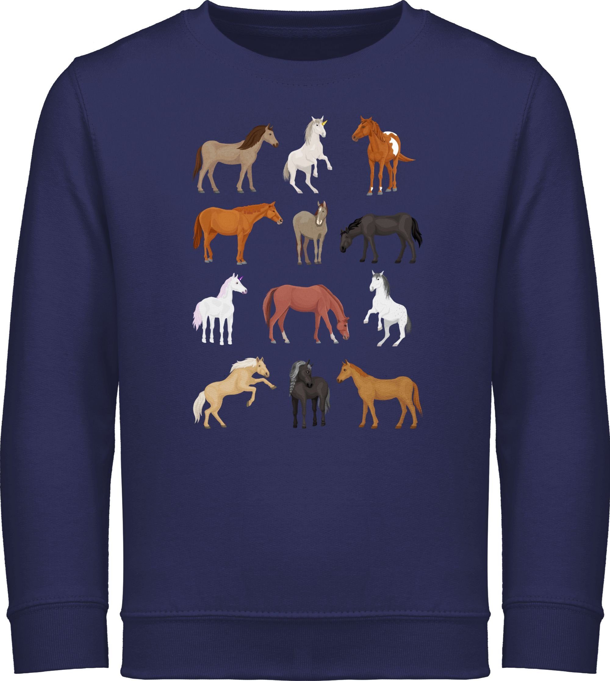 Shirtracer Sweatshirt Pferde Reihe Tiermotiv Animal Print 1 Navy Blau