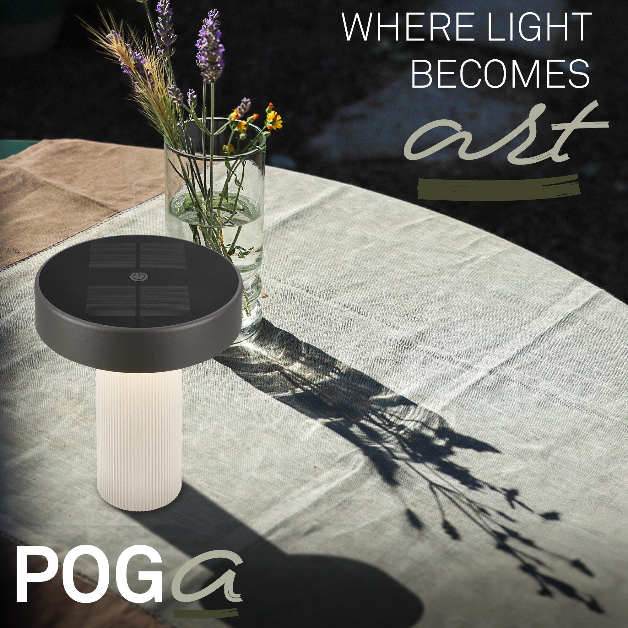 Briloner Leuchten LED Außen-Tischleuchte Solar Tischlampe kabellos Akku Touch dimmbar Design Award, LED wechselbar, Warmweiß, 16x20 cm, Akku tauschbar, Indoor/Outdoor, Wohnzimmer, Balkon