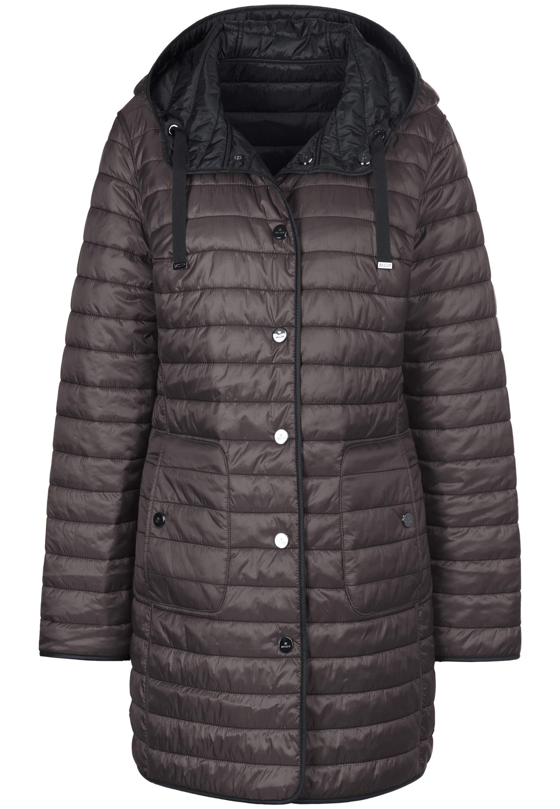 Basler mit Kapuze Steppjacke Jacket schwarz