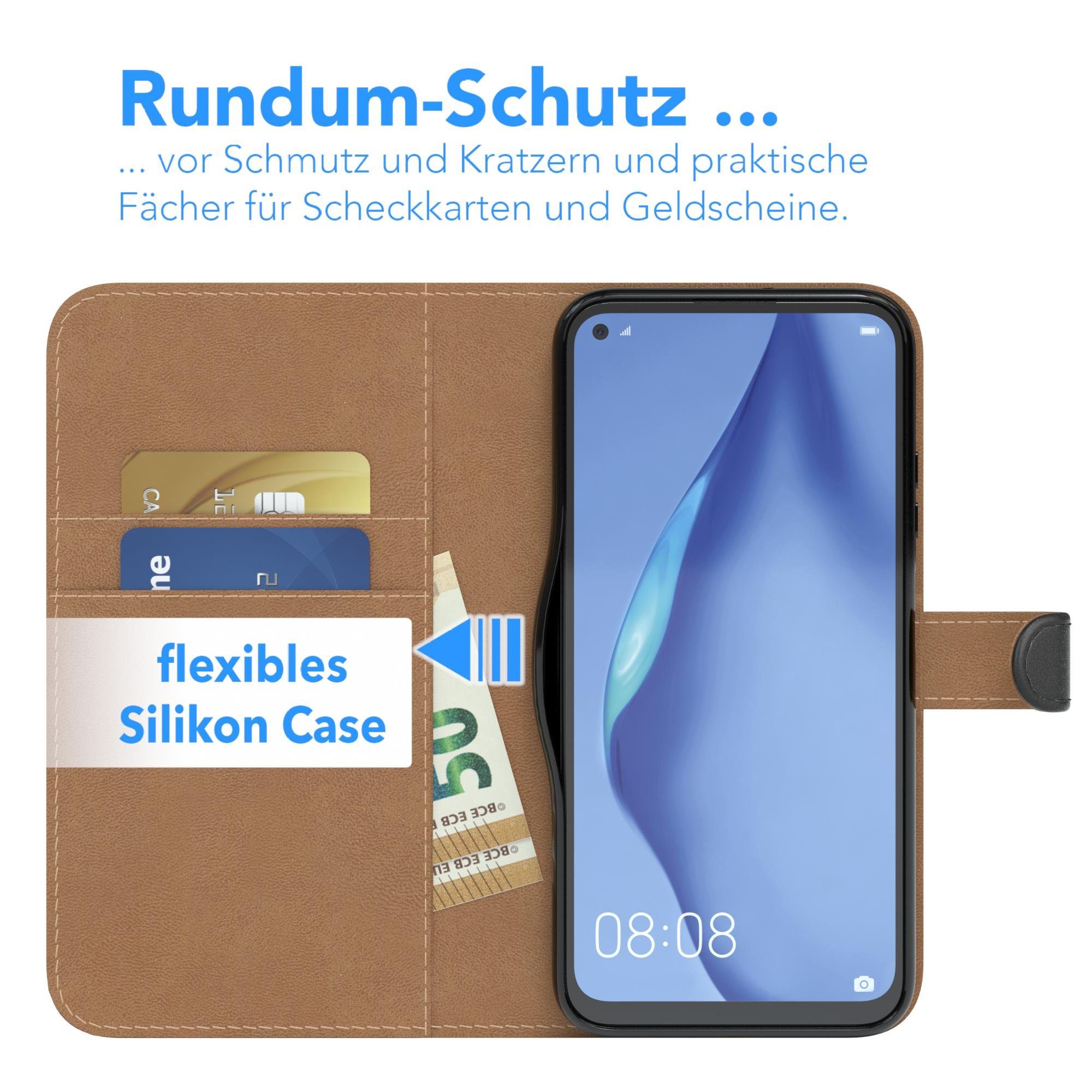 EAZY CASE Handyhülle Uni Bookstyle für Huawei P40 Lite 6,4 Zoll, Schutzhülle mit Standfunktion Kartenfach Handytasche aufklappbar Etui