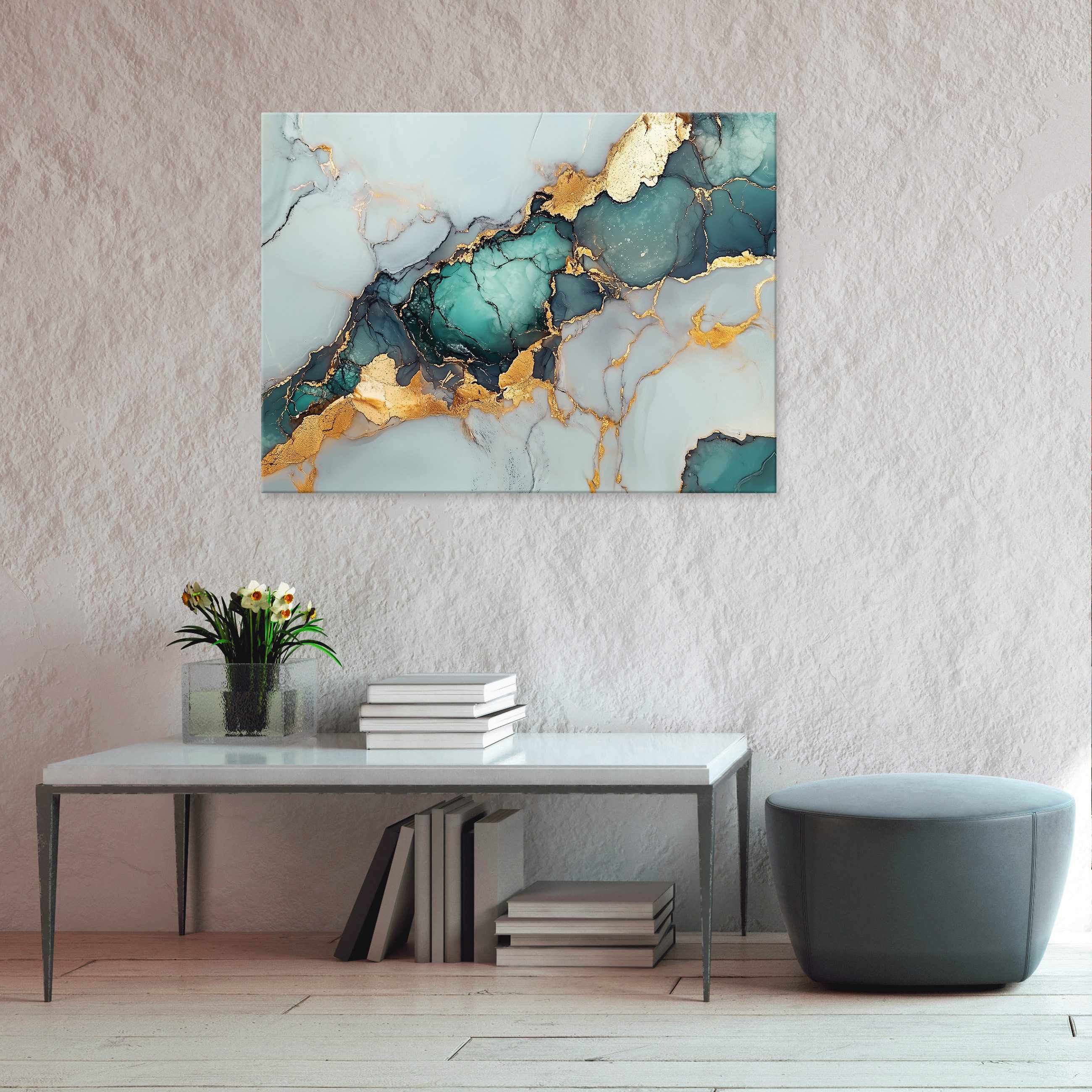 Wallarena Leinwandbild Abstrakt Gold Marmor Türkis Modern Wandbilder Wand D günstig online kaufen