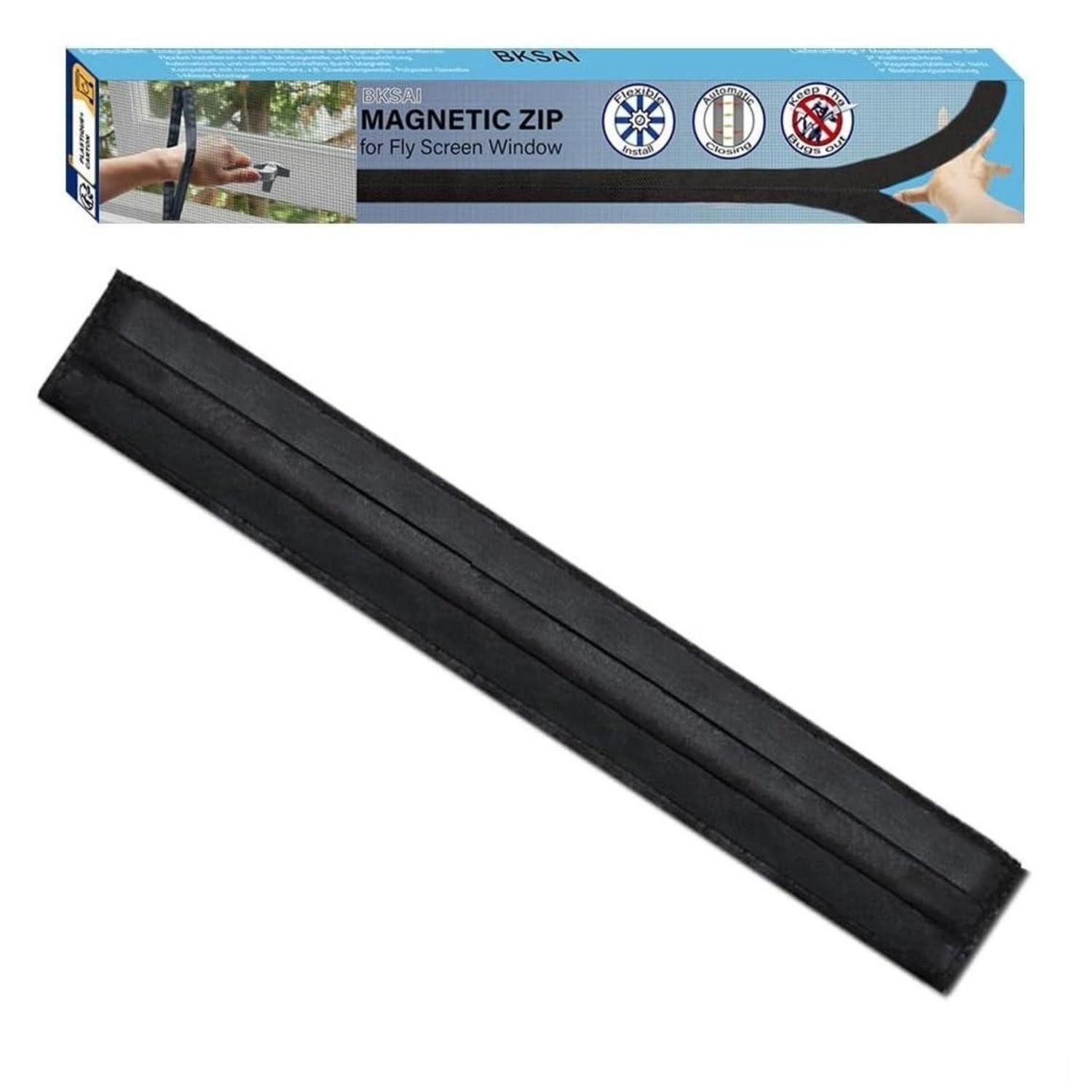 LuxusKollektion Insektenschutz-Fensterrahmen Reißverschluss magnetisch Fliegengitter Mückennetz 3PCS Schwarz