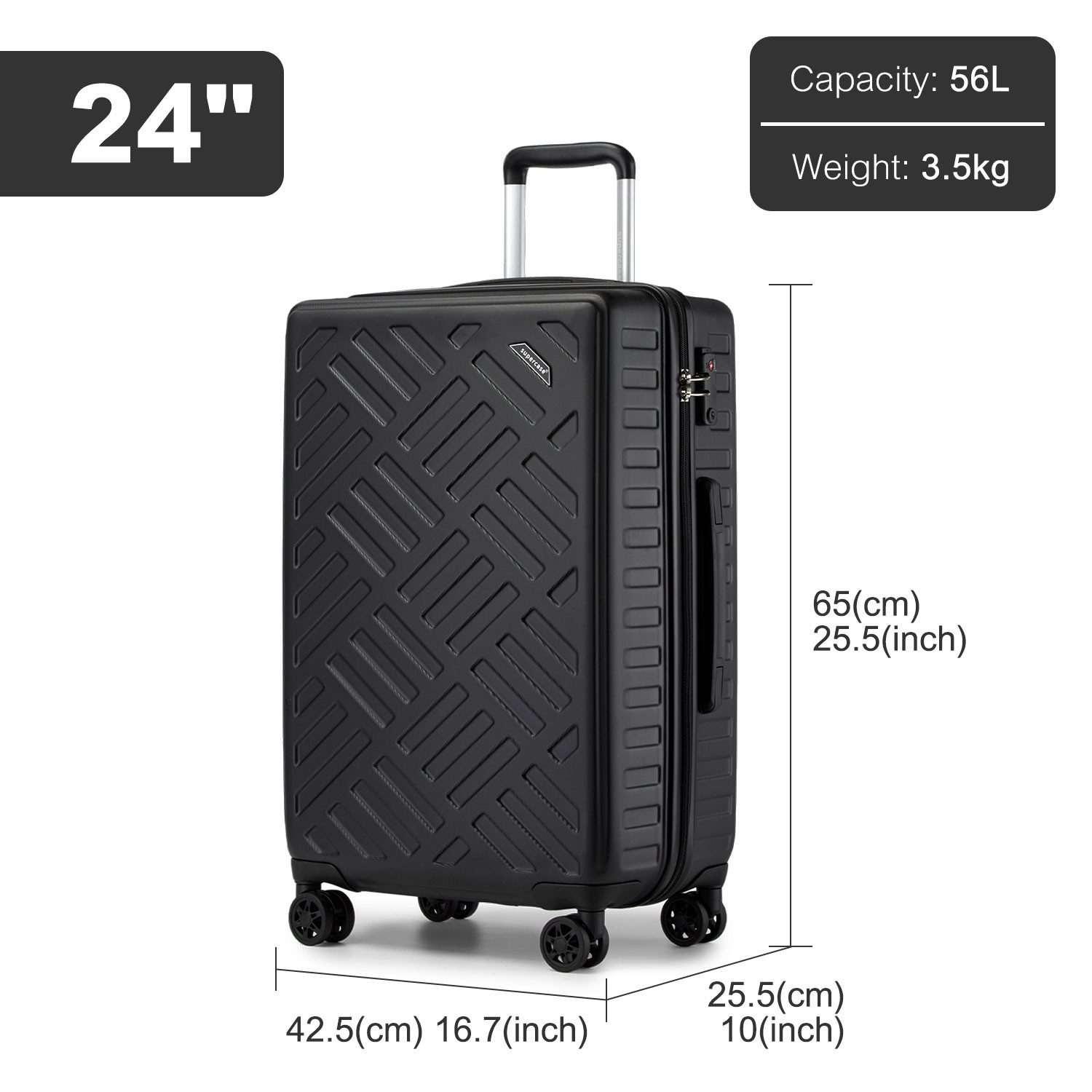 Supercase Trolley Leichter Hartschalenkoffer mit 4 günstig online kaufen