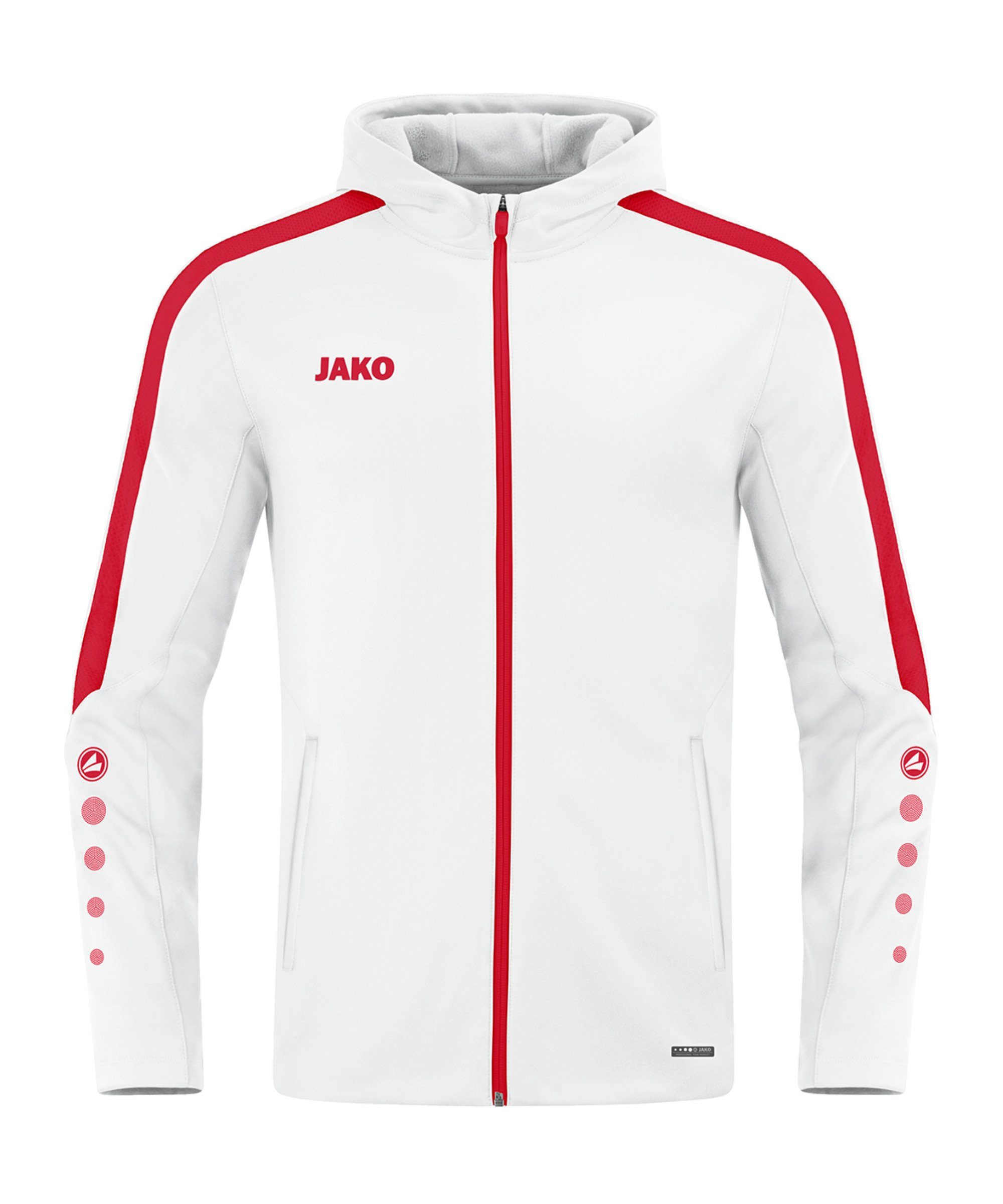 Jako Sweatjacke Power Kapuzenjacke weissrot | 