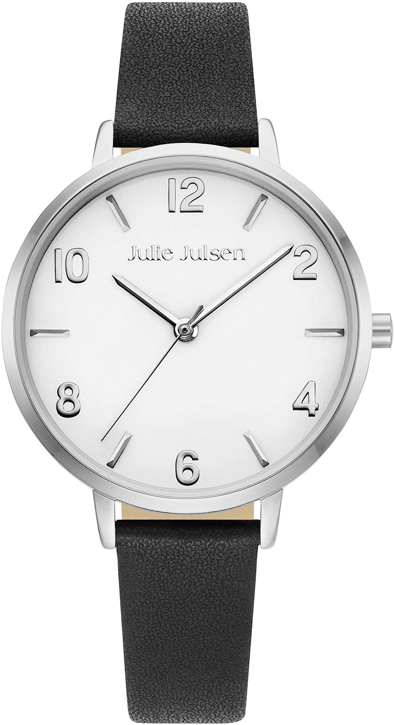Julie Julsen Quarzuhr BASIC SILVER BLACK, JJW1486SL-1, Armbanduhr, Damenuhr, PVD-beschichtet, Mineralglas