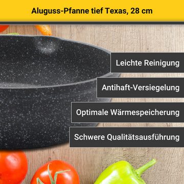 Krüger Bratpfanne Aluguss Pfanne tief Texas, 28 cm, Aluminiumguss (1-tlg), für Induktions-Kochfelder geeignet