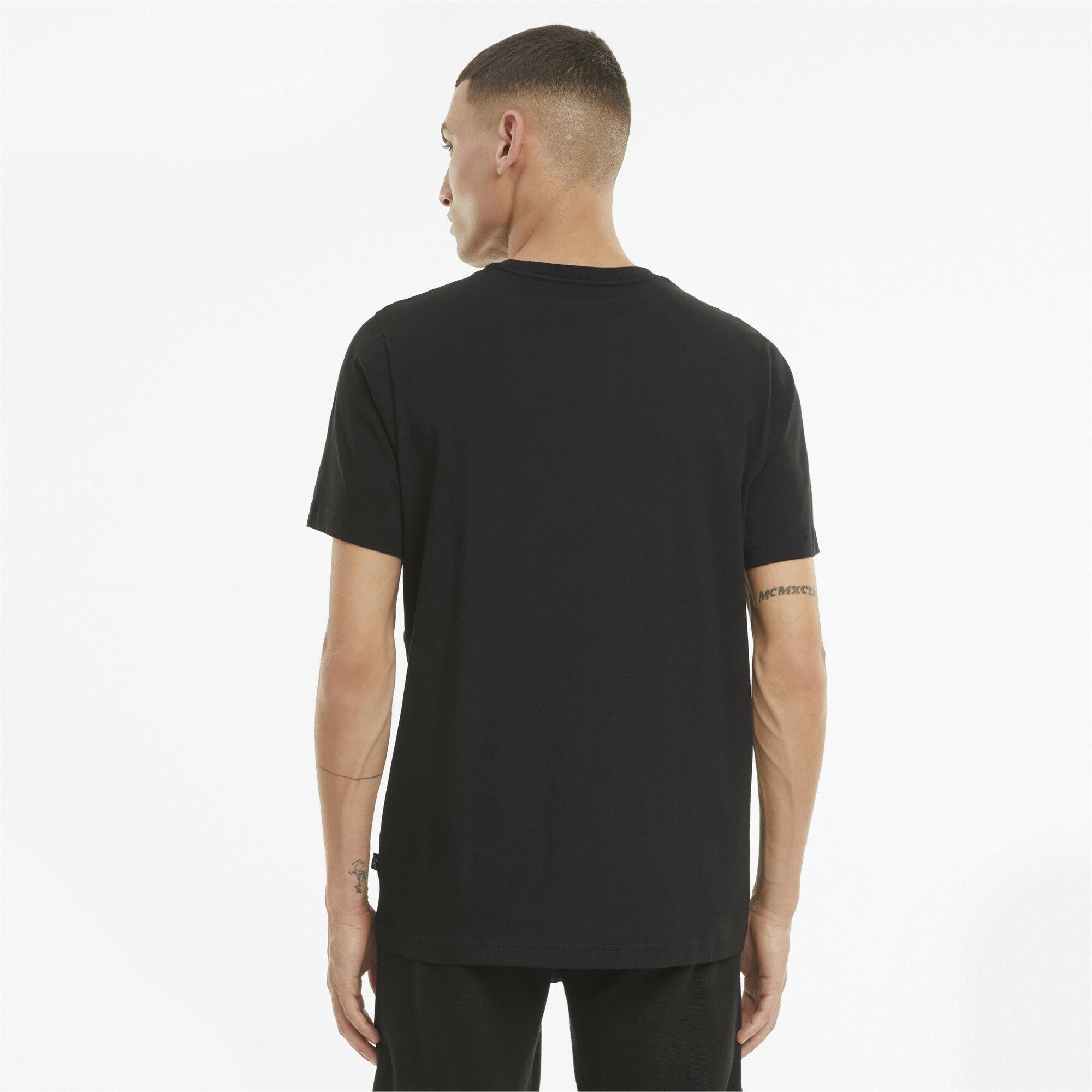 PUMA Herren Black T-Shirt Logoprint T-Shirt Essentials mit dezentem