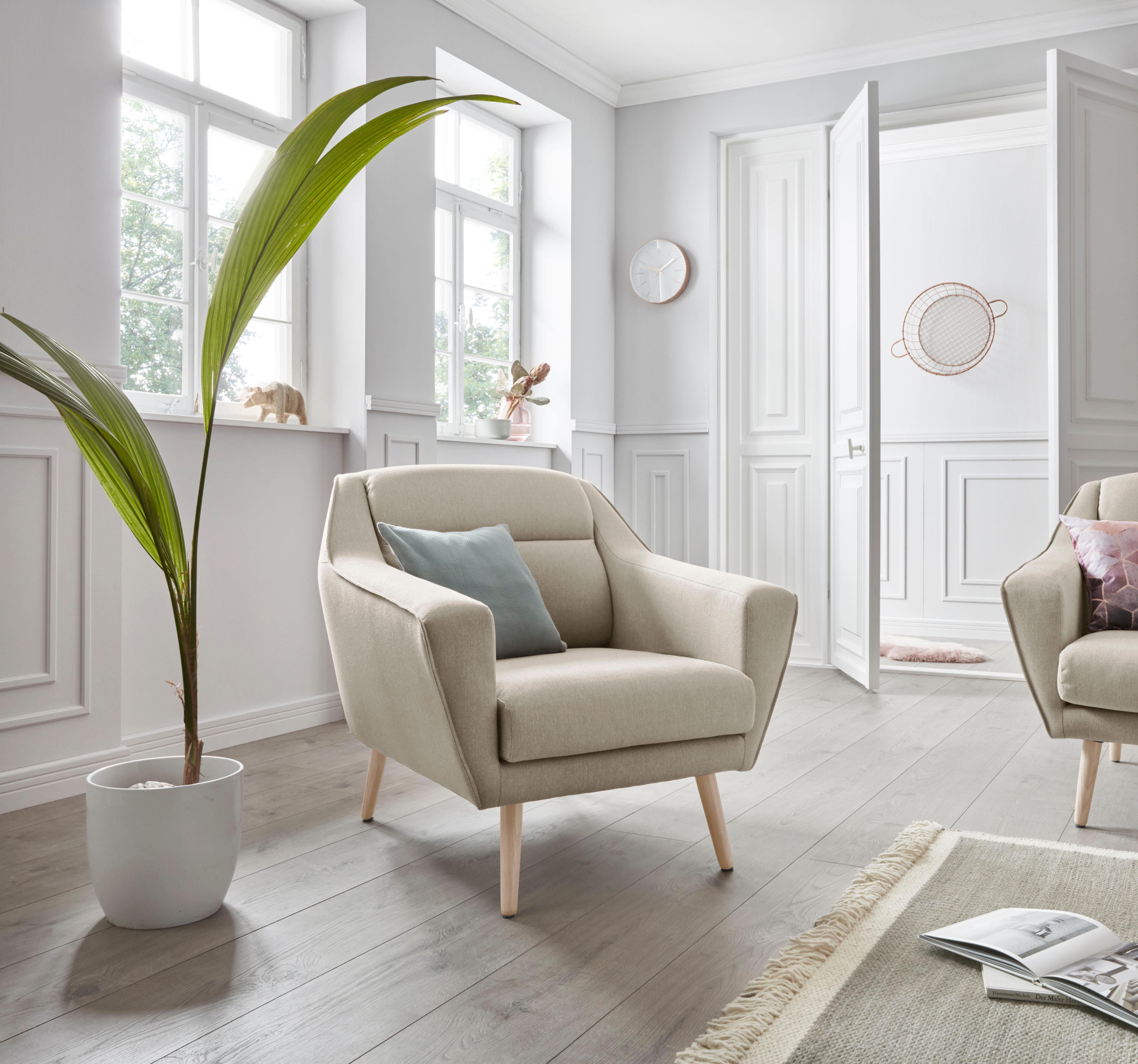 OTTO home Sessel Bille, mit Naht im Rückenkissen und Eiche-Beinen, Design by Morten Georgsen