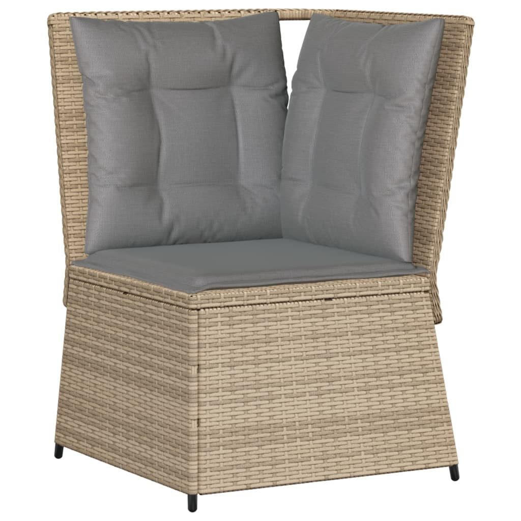 vidaXL Loungesofa Garten-Ecksofa mit Kissen Beige Poly Rattan, 1 Teile