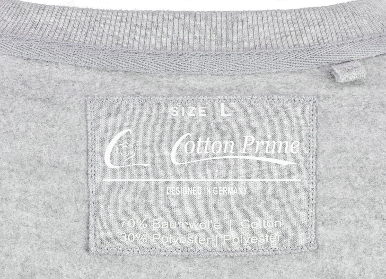 Sweatshirt Cotton weichem mit Grau-Melange Innenfleece Prime®