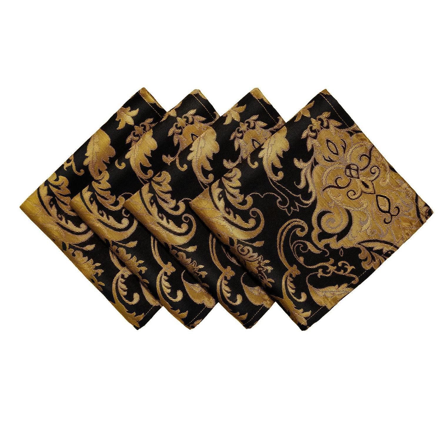 LuxusKollektion Stoffserviette Stoffservietten 4er Set 45x45cm Schwarz, (4 St)