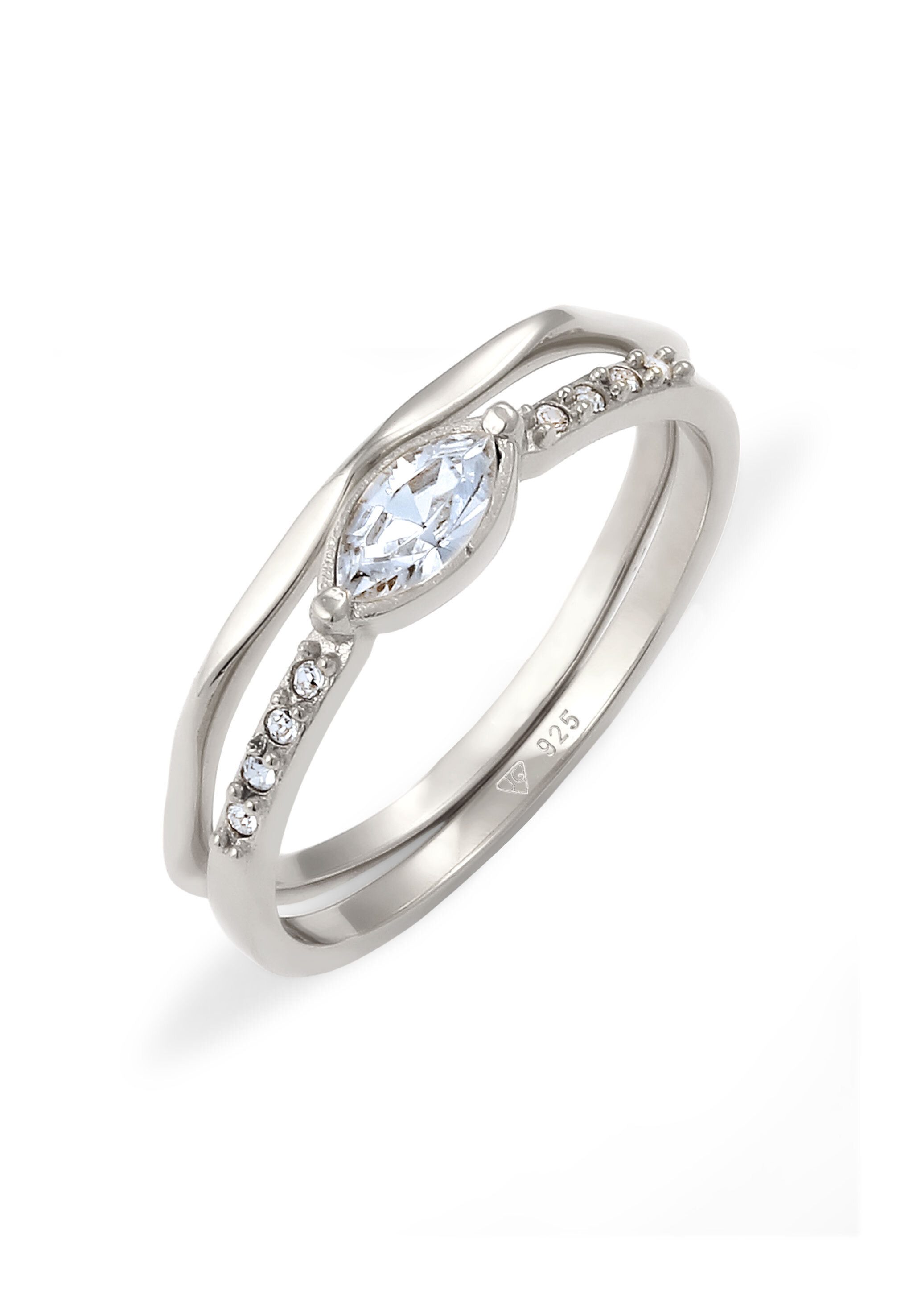 Ring-Set Set Weiß 925 Sterling Silber, mit Kristallen von Swarovski®