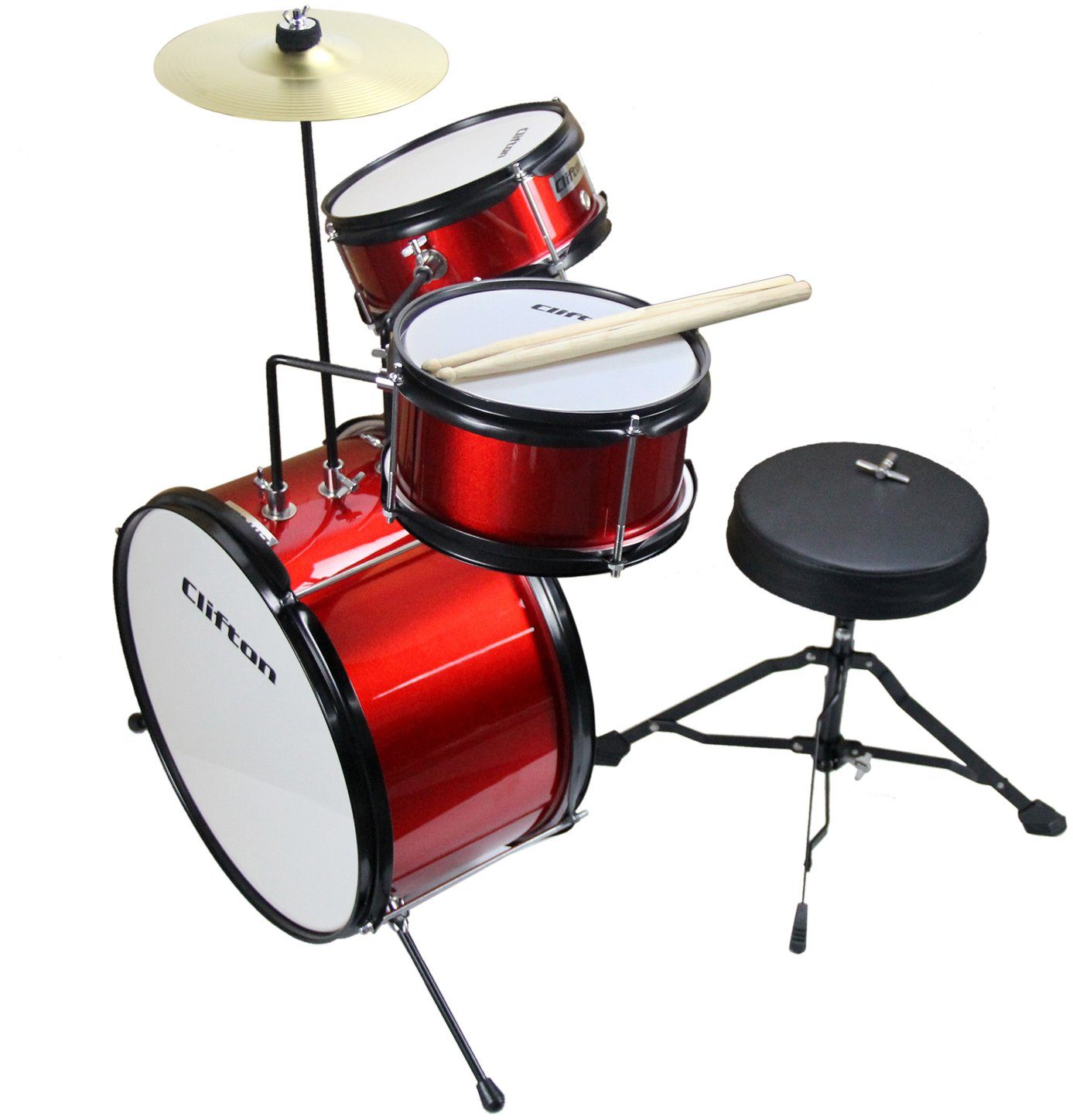 Clifton Kinderschlagzeug Junior Drum, rot, 3-St.