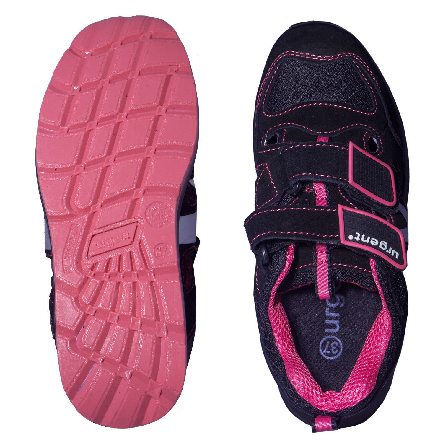 Urgent Damen Arbeitssandale S1 Sicherheitssandale Schutzkappe Schwarz-Rosa Arbeitsschuh – Bild 5 von 5
