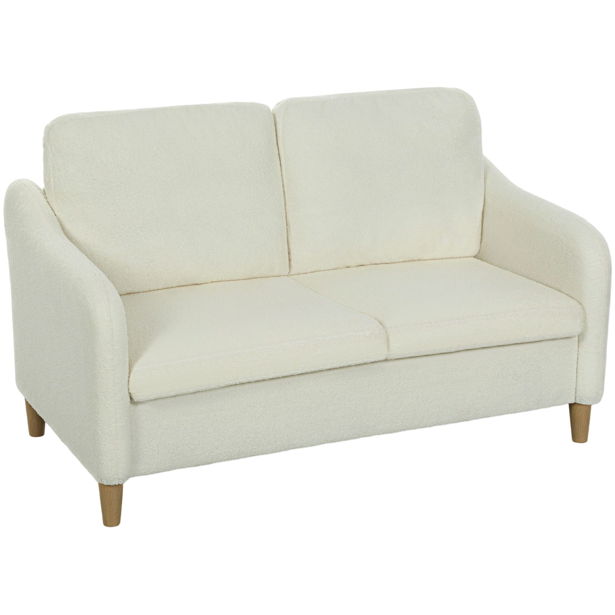 HOMCOM 2-Sitzer kleine Couch mit Wurfkissen, Sherpa-Fleece-Optik, Couch 1 T günstig online kaufen