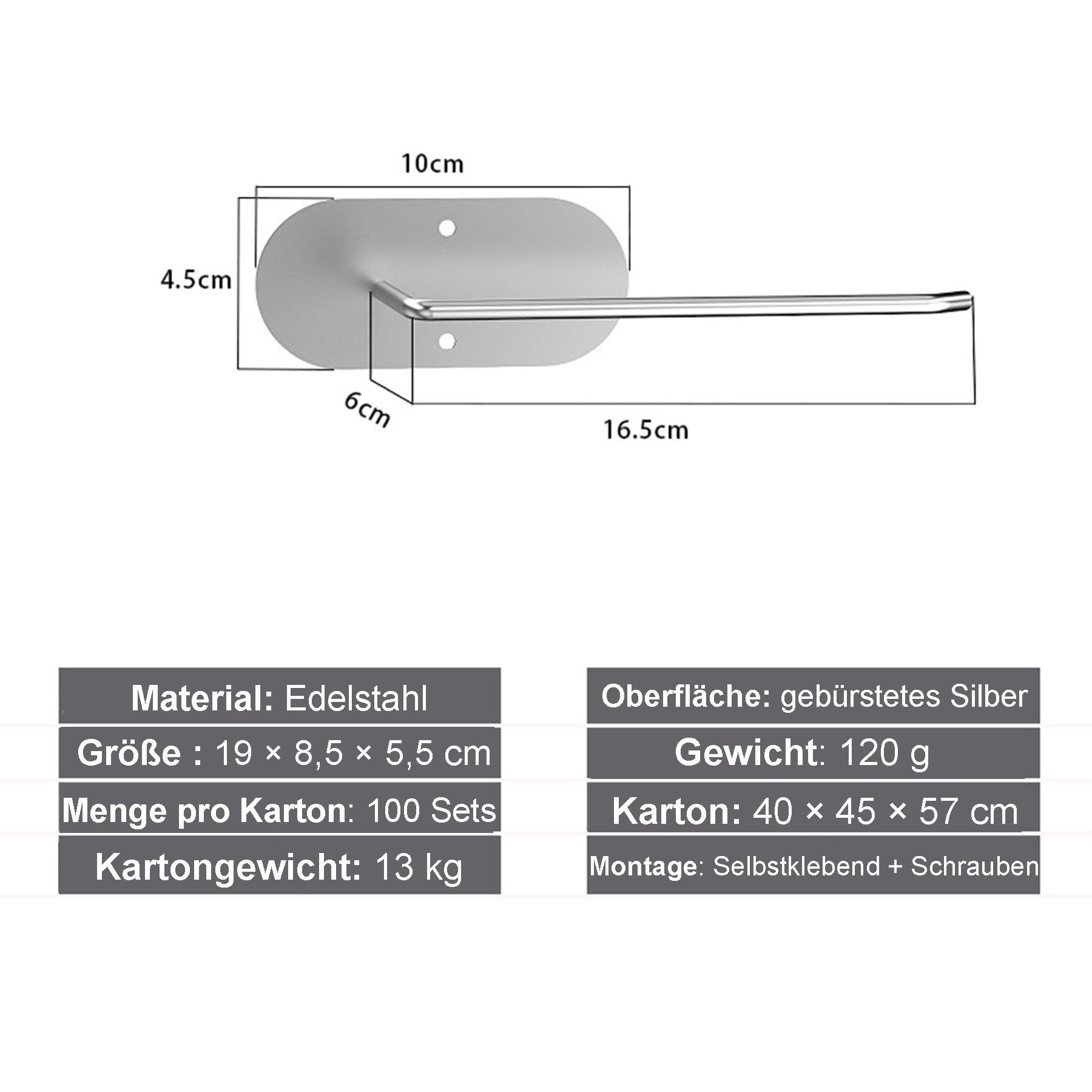 Keyura Küchenrollenhalter Küchenrollenhalter 4-teiliges Set, selbstklebend oder bohrbar, Silber, (Praktisch Rollenhalter Unter Schrank FüR KüChe Aufbewahrung, 4-St., Küchenrollenhalter Wand Edelstahl, Rollenhalter Für Küche & Badezimmer), Geeignet zur Aufbewahrung von Papierrollen, Handtüchern, Deckeln usw.