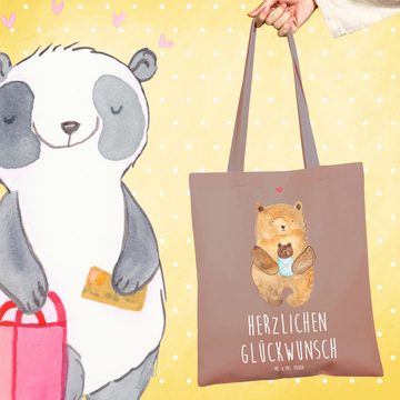 Mr. & Mrs. Panda Tragetasche Bär Baby - Braun Pastell - Geschenk, Beuteltasche, Nichte, Jutebeutel (1-tlg), Modisches Design