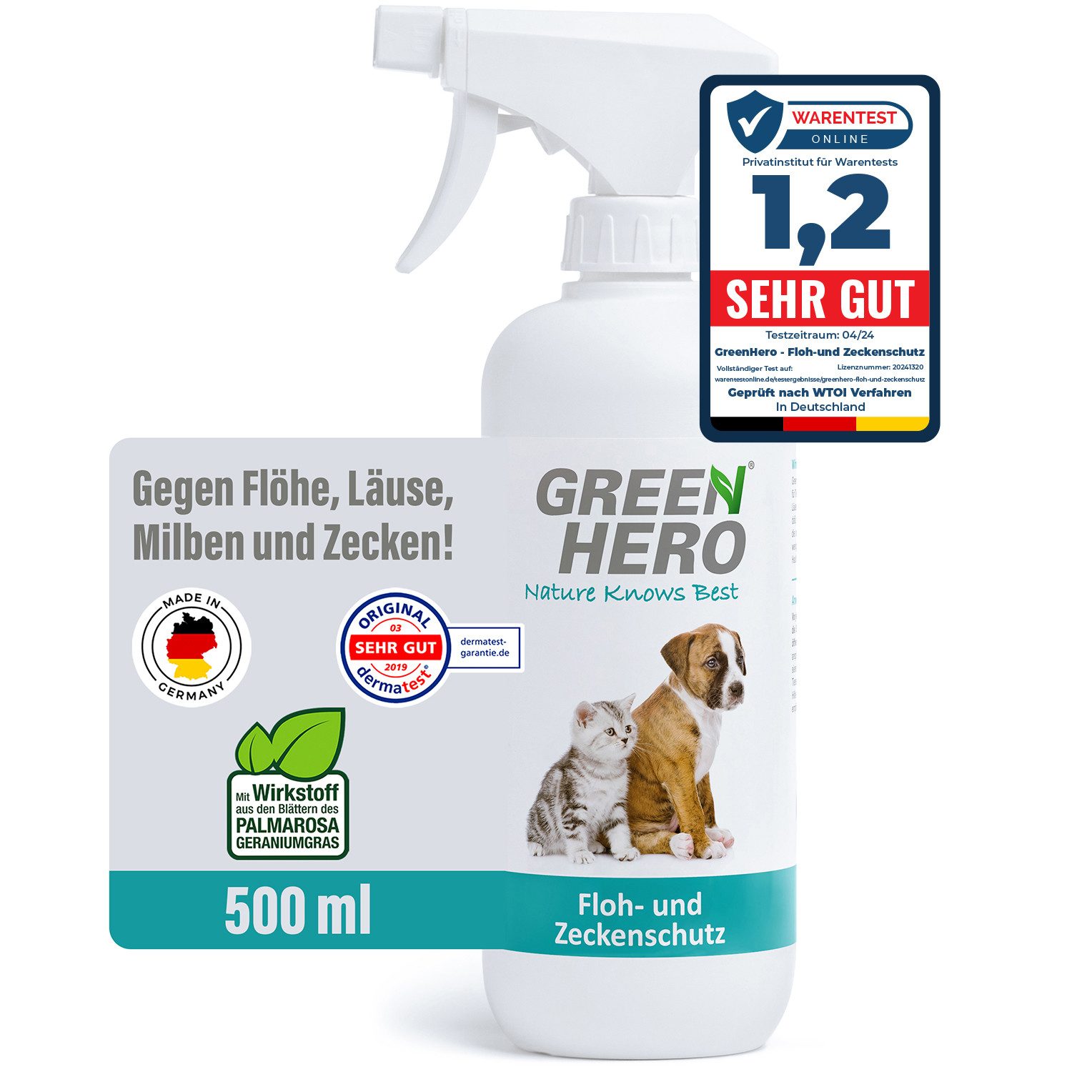 GreenHero Zeckenschutzmittel Floh- und Zeckenschutz, 500 ml